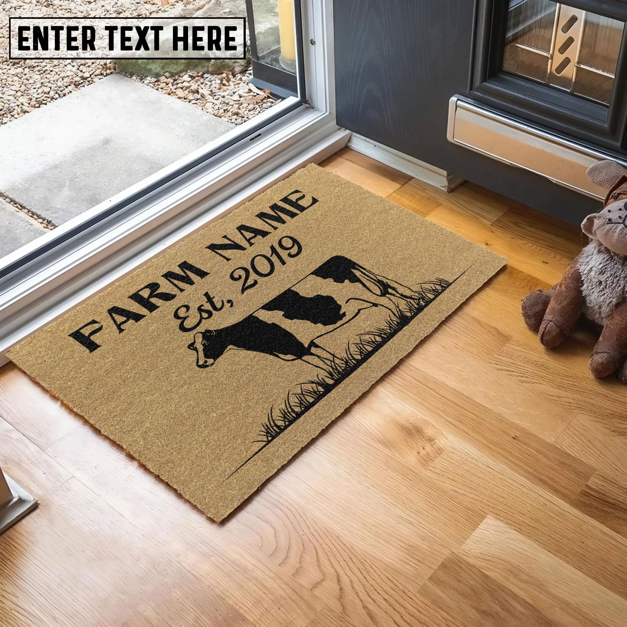 Holstein Custom Farm Name Custom Year Coir Doormat