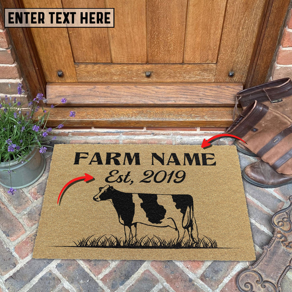 Holstein Custom Farm Name Custom Year Coir Doormat