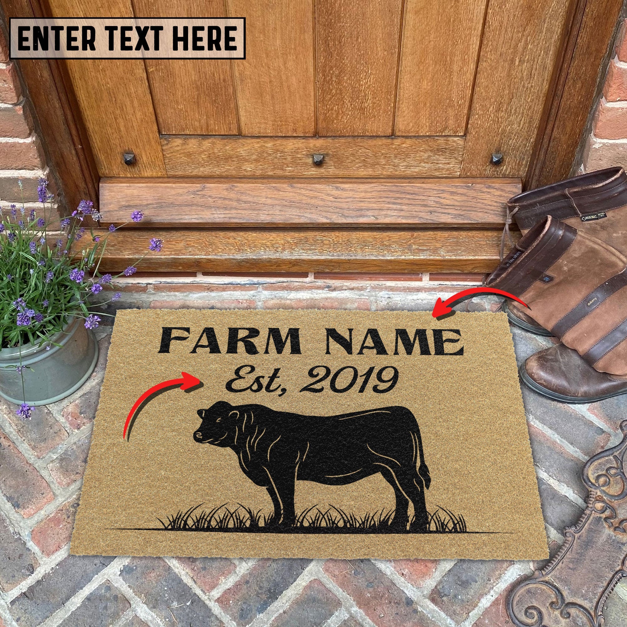 Charolais Custom Farm Name Custom Year Coir Doormat