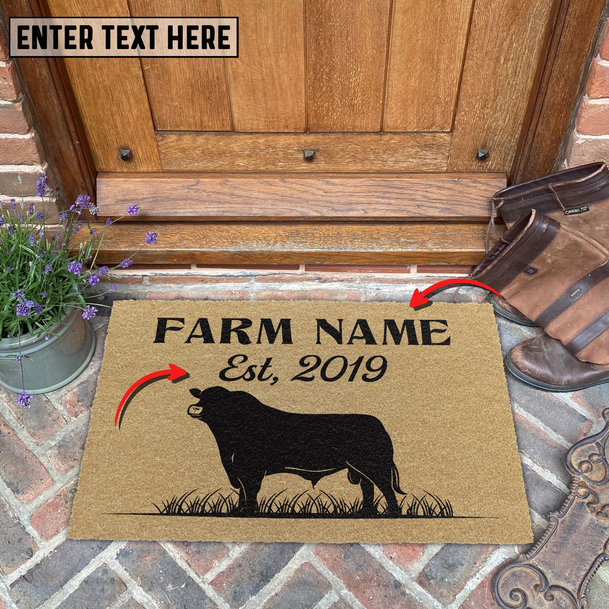 Beefmaster Custom Farm Name Custom Year Coir Doormat