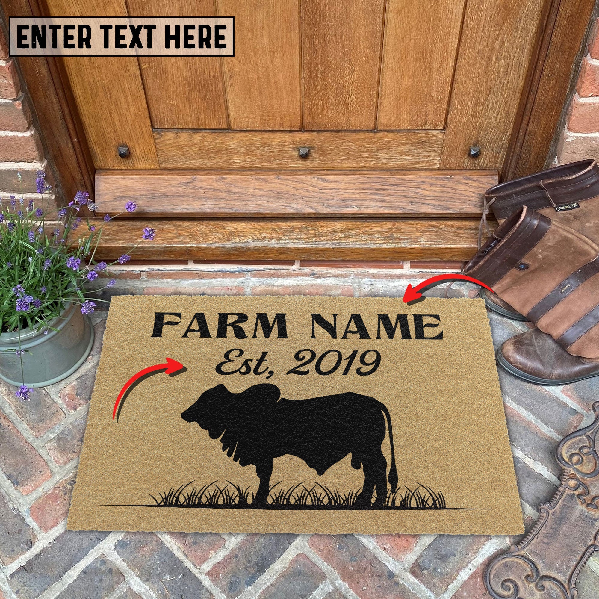 Brahman Custom Farm Name Custom Year Coir Doormat