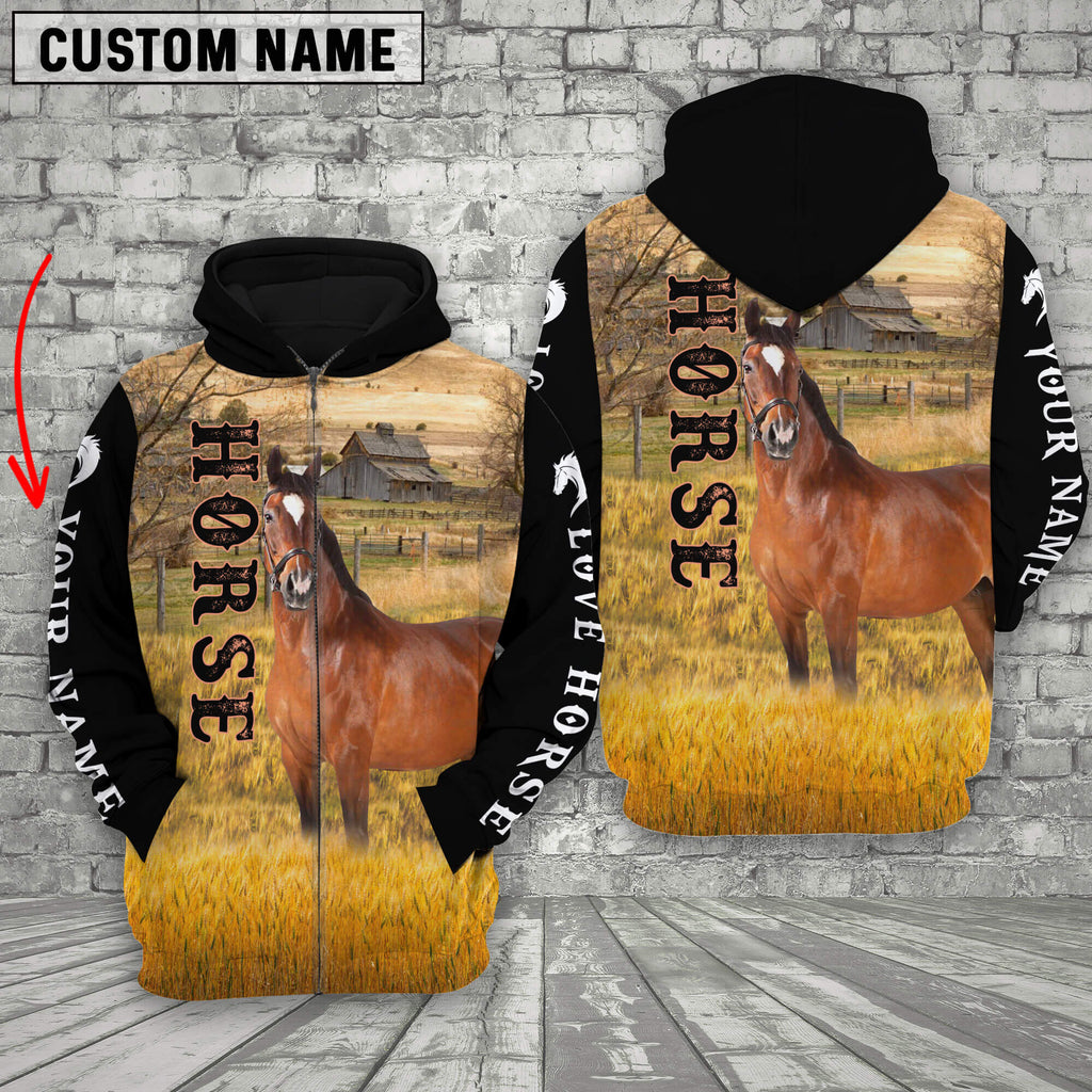 Personalized Name Horse On The Farm All Over Printed 3D Hoodie