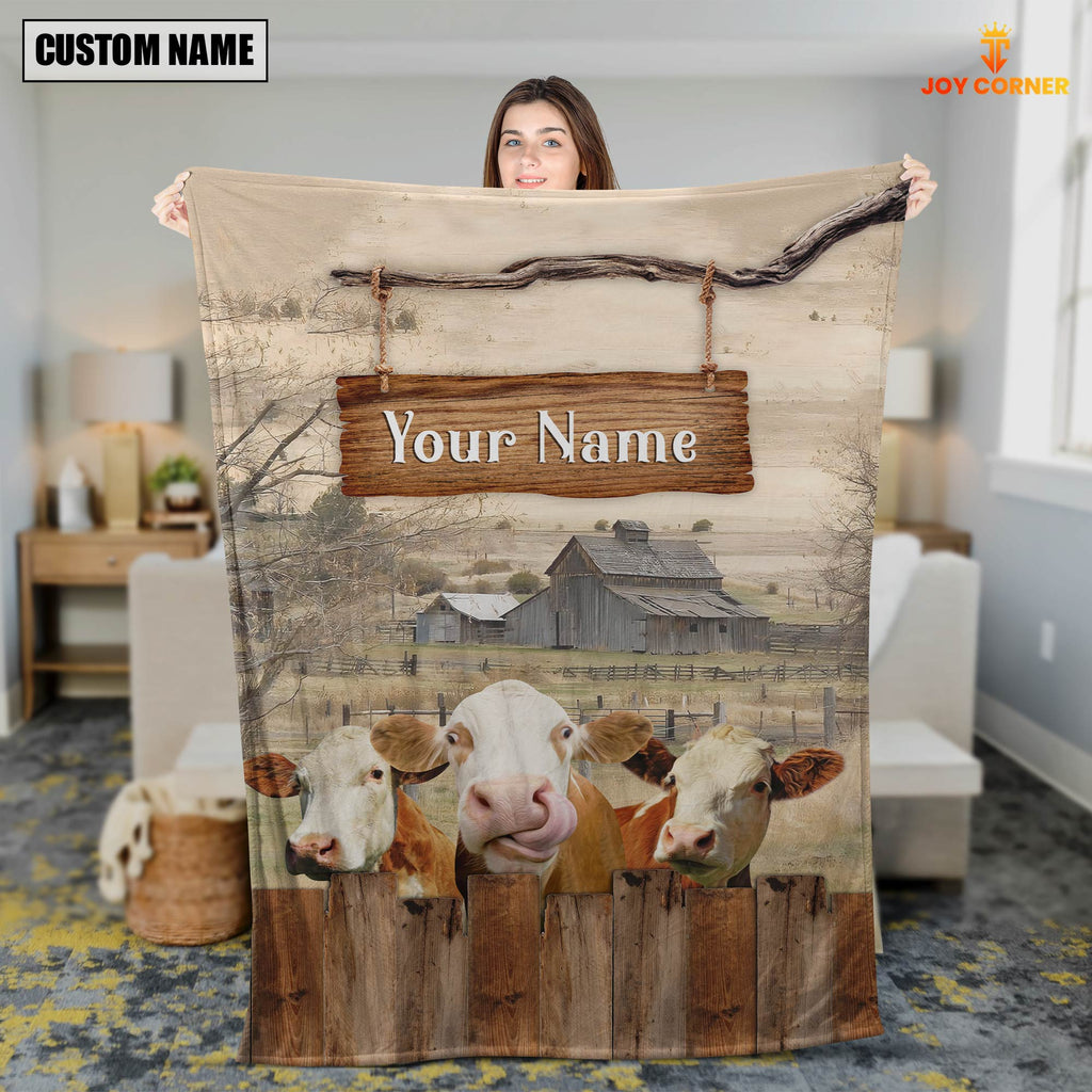 Personalized Name Simmental Wooden Pattern Blanket