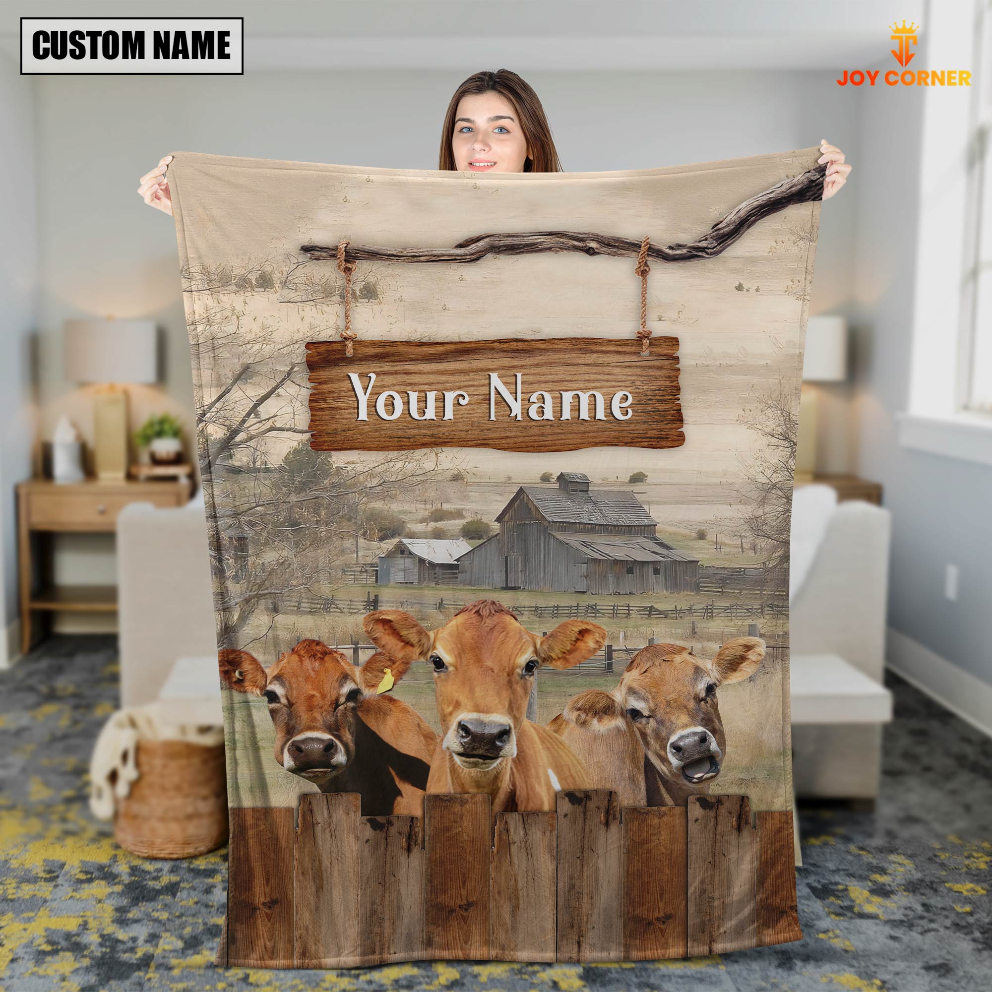 Personalized Name Jersey Wooden Pattern Blanket