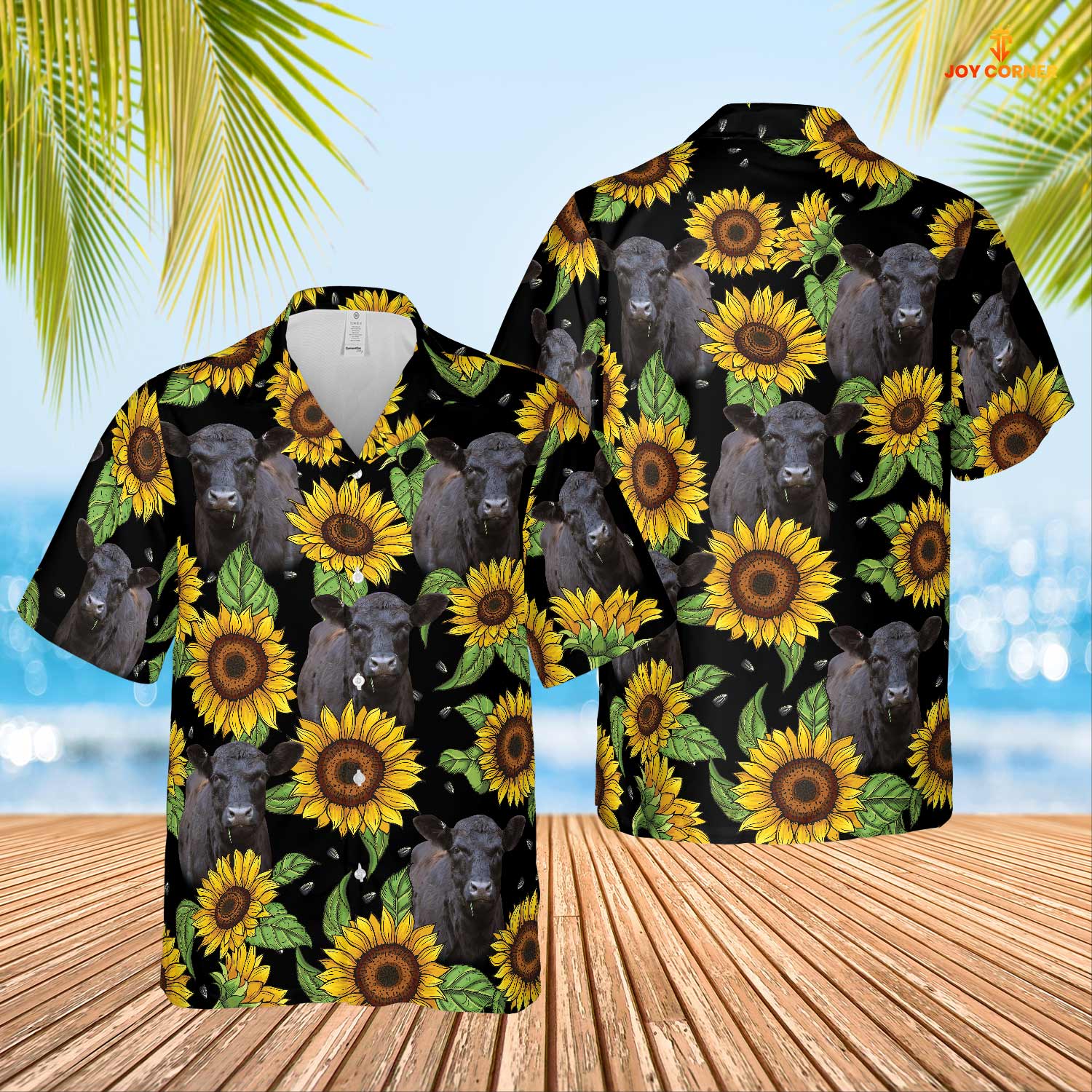 Unique Black Angus Sunflower Hawaiian Shirt 2023