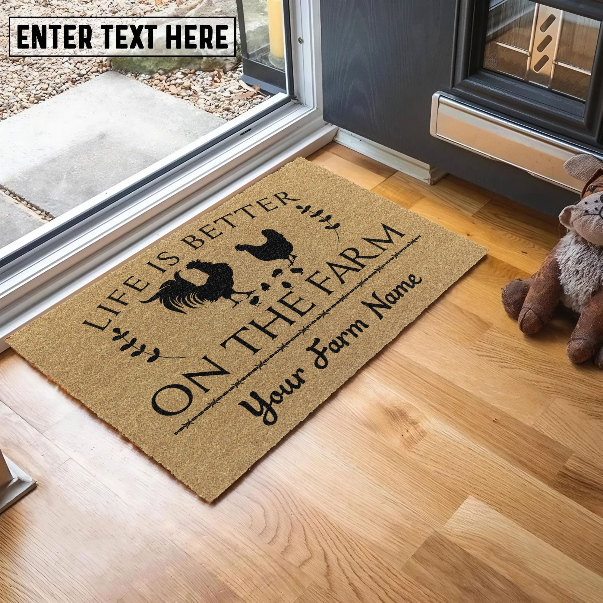 Chicken Life Is Better On The Farm Custom Name Coir Doormat