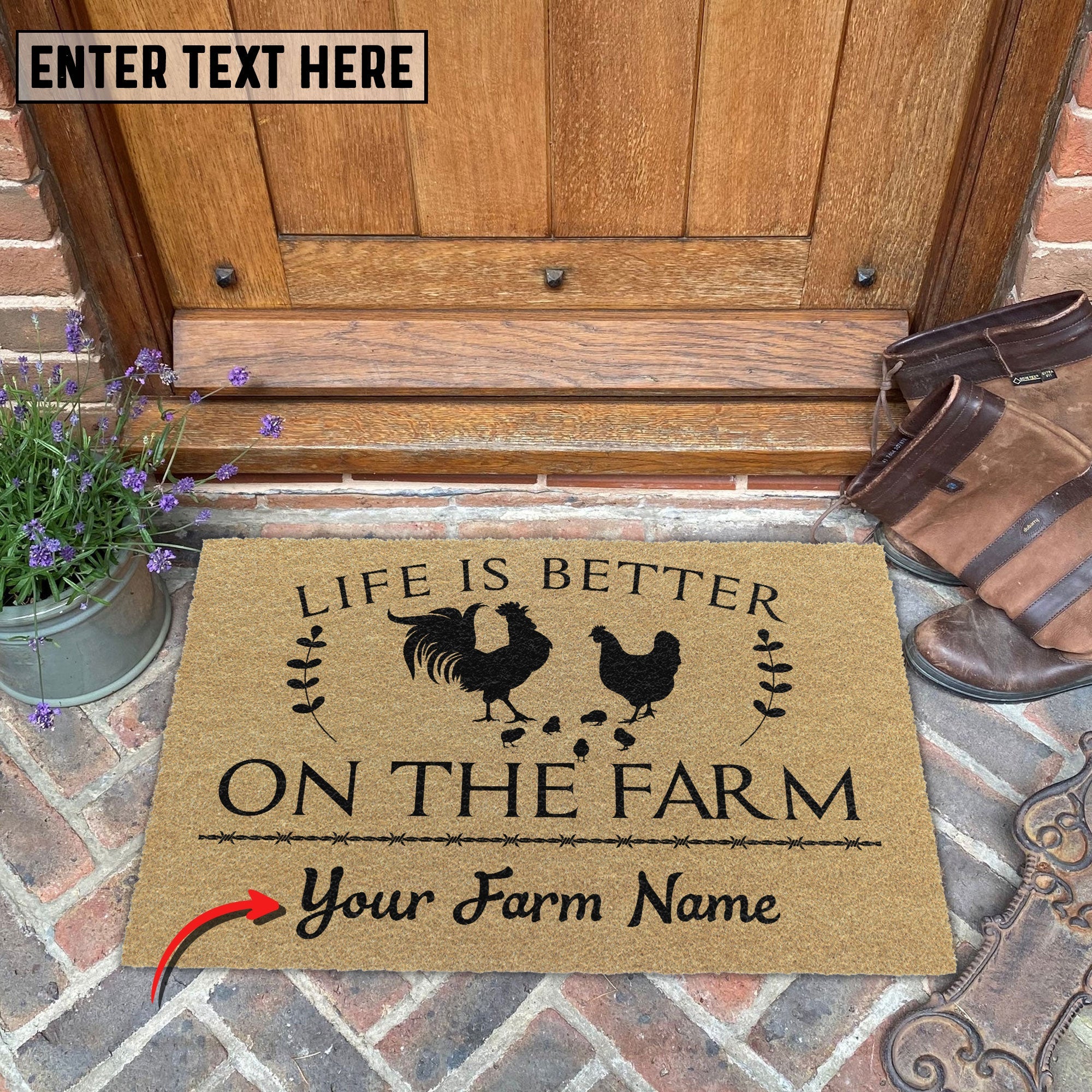 Chicken Life Is Better On The Farm Custom Name Coir Doormat
