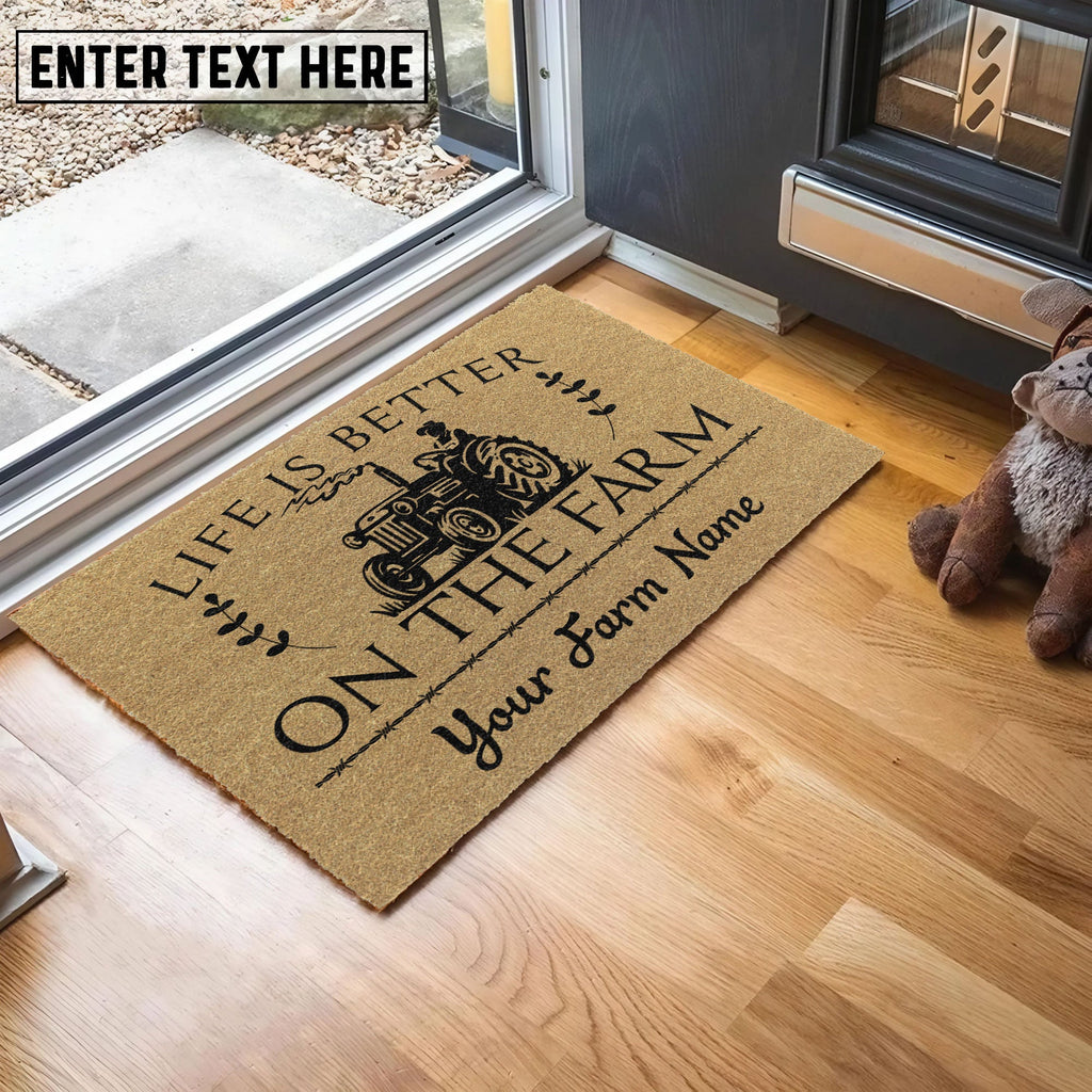 Tractor Life Is Better On The Farm Custom Name Coir Doormat