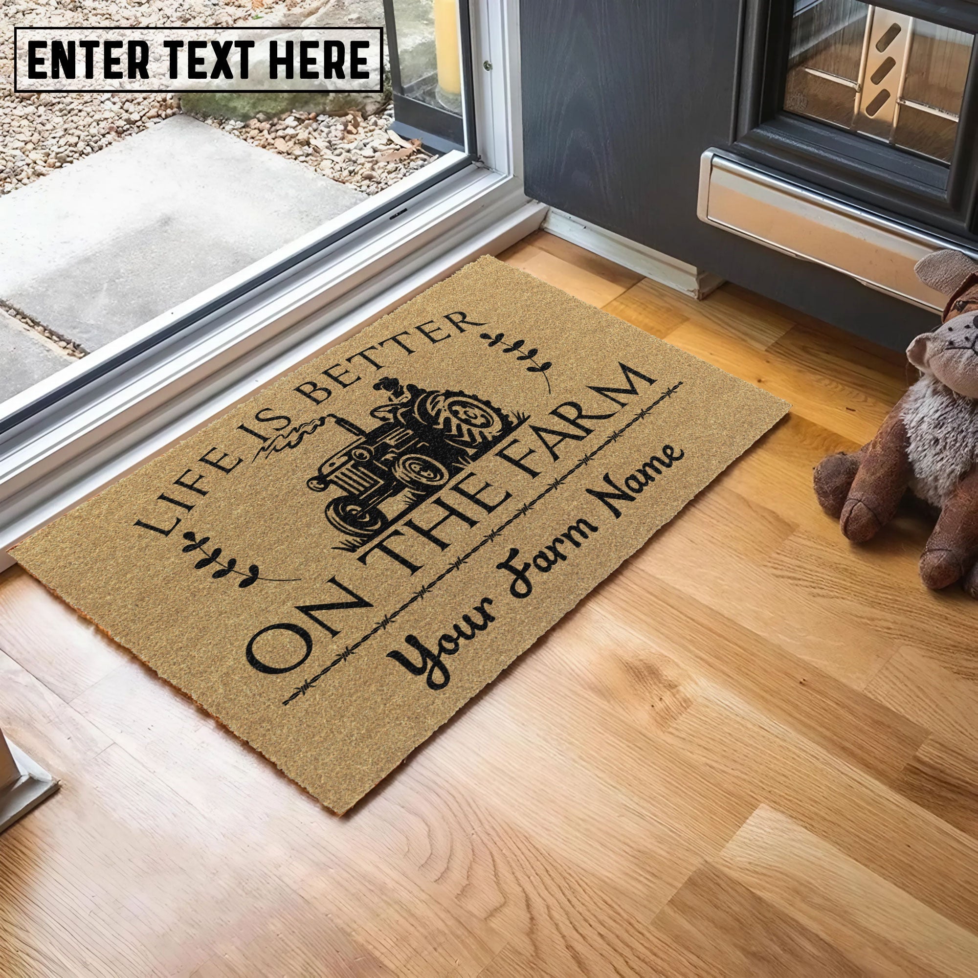 Tractor Life Is Better On The Farm Custom Name Coir Doormat
