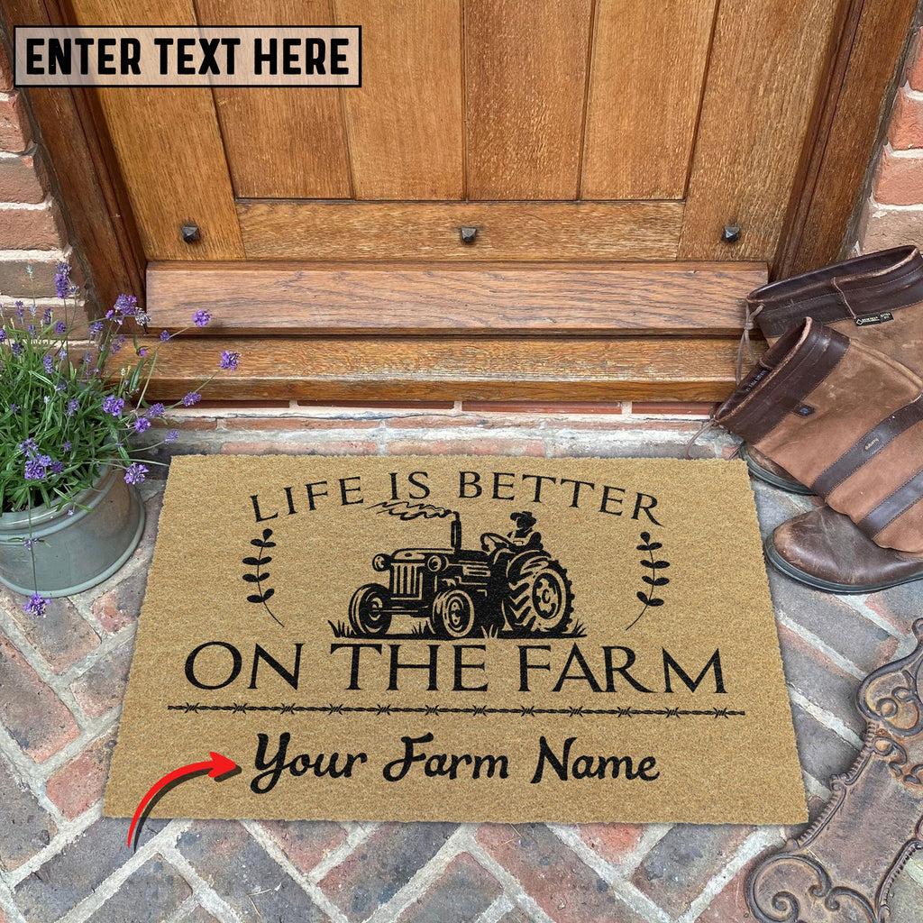 Tractor Life Is Better On The Farm Custom Name Coir Doormat