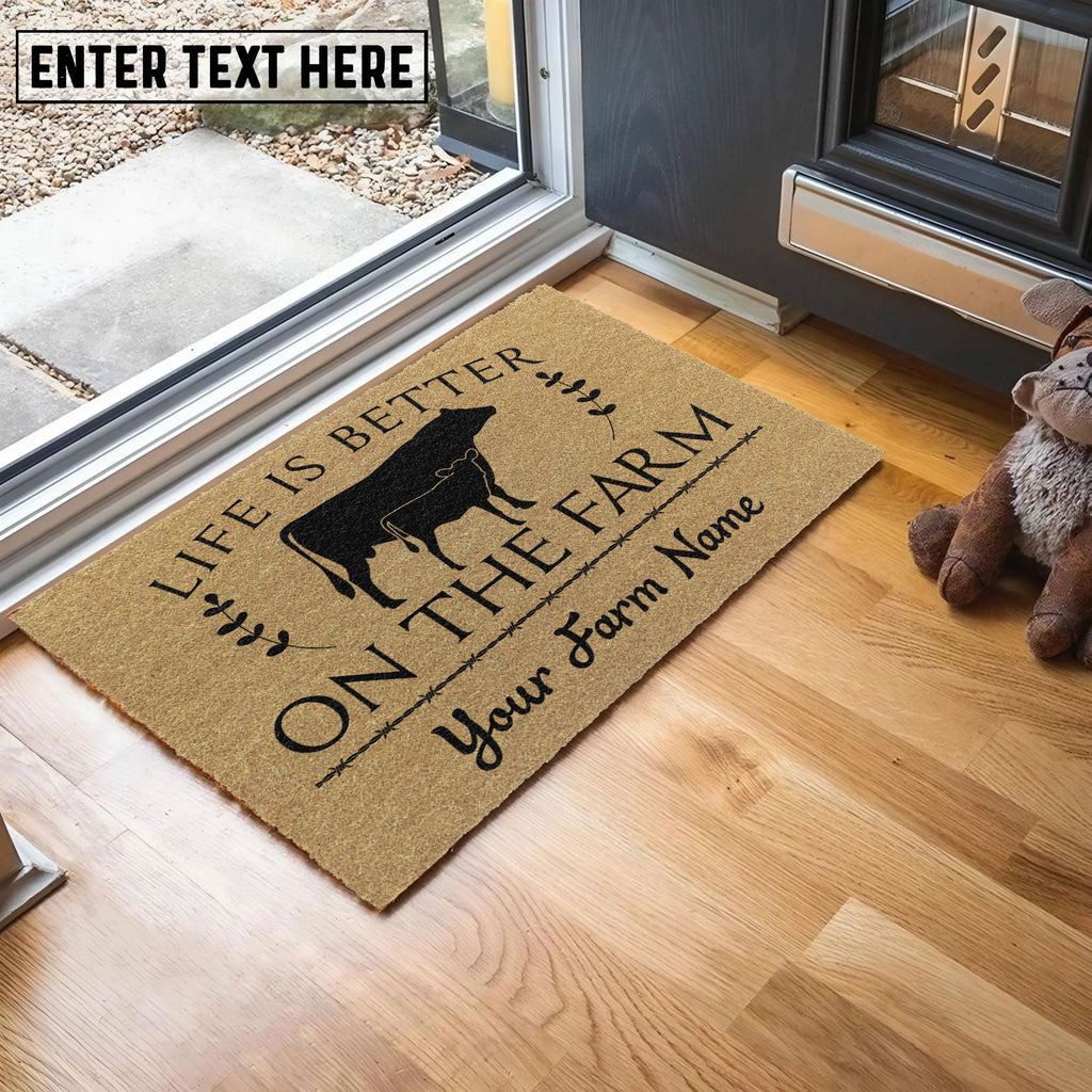 Jersey Life Is Better On The Farm Custom Name Coir Doormat