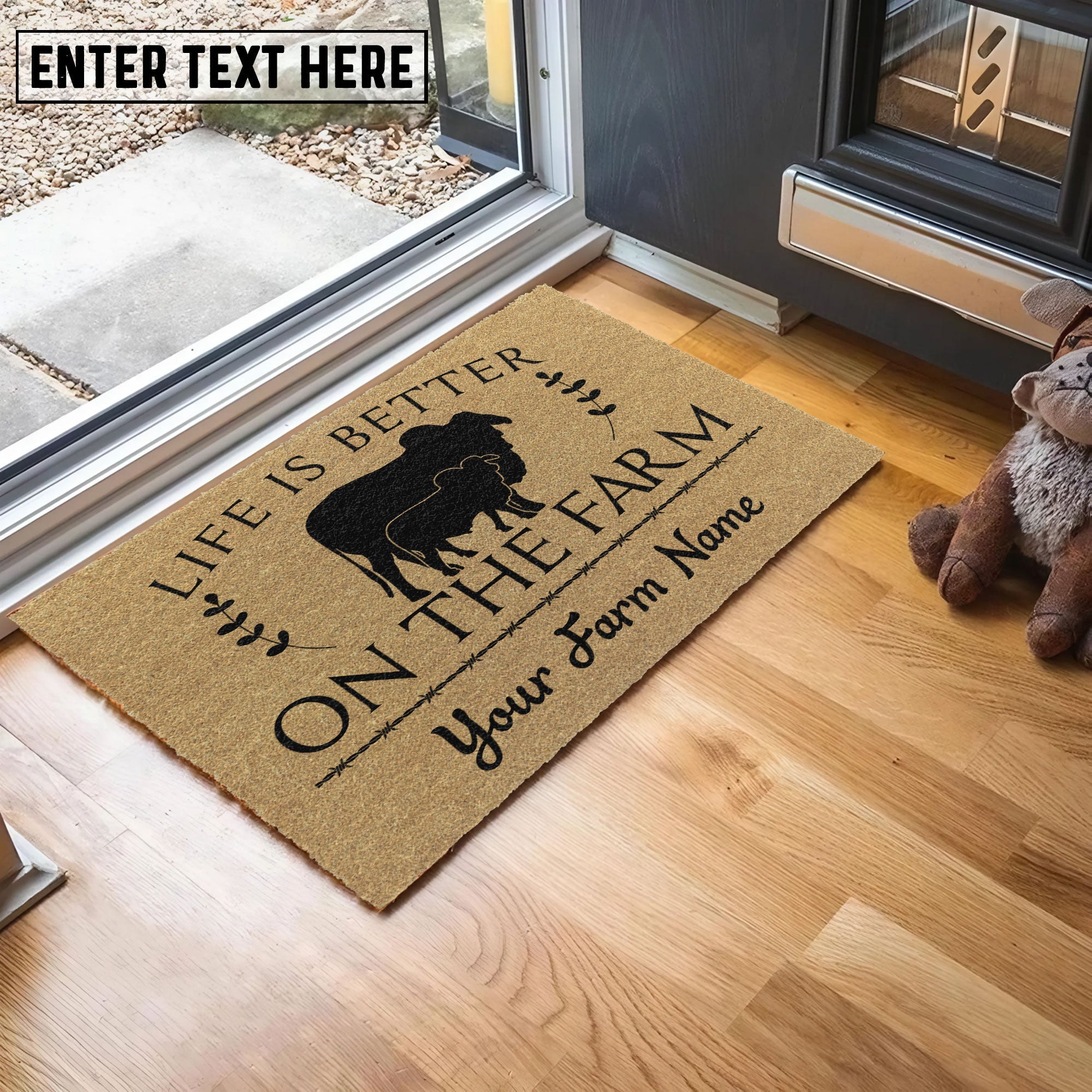 Brahman Life Is Better On The Farm Custom Name Coir Doormat