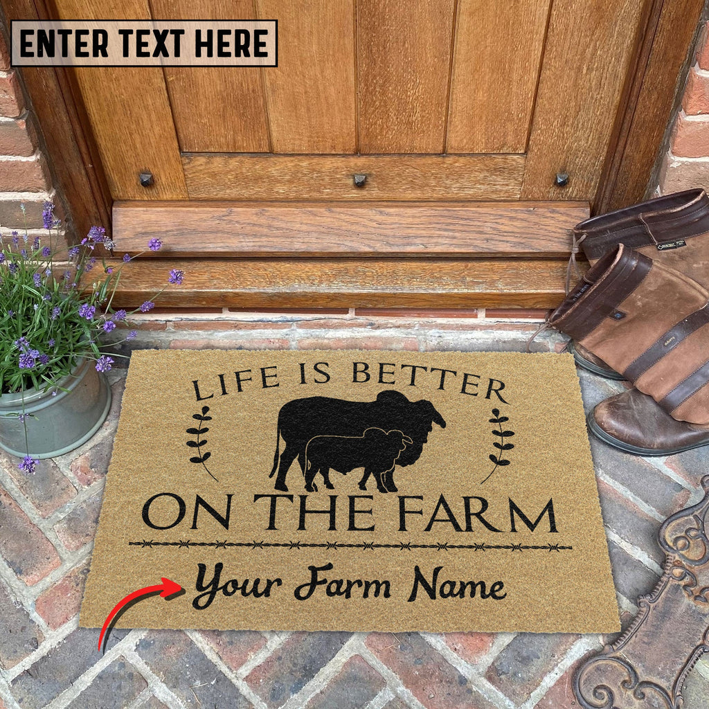 Brahman Life Is Better On The Farm Custom Name Coir Doormat