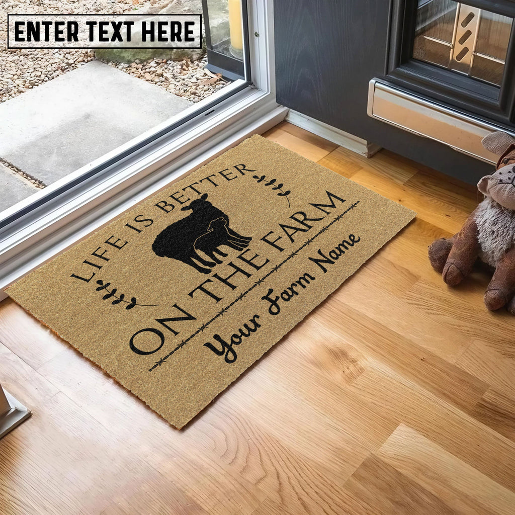 Sheep Life Is Better On The Farm Custom Name Coir Doormat