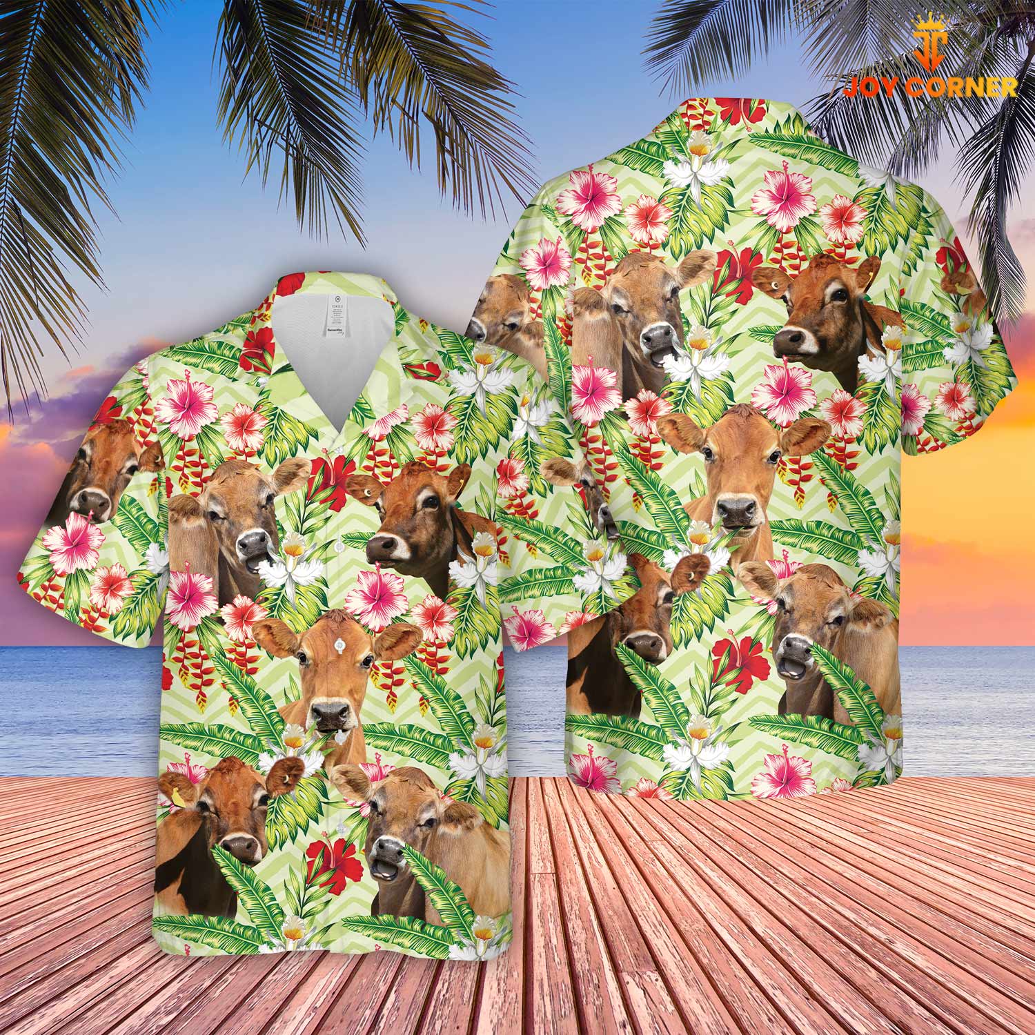Jersey Hibicus Floral 3D Hawaiian Shirt