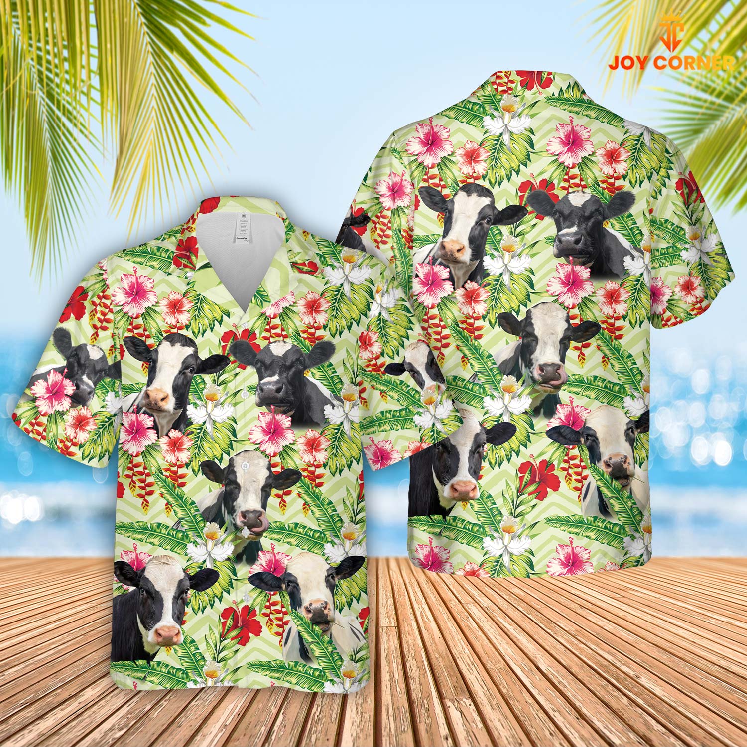 Holstein Hibicus Floral 3D Hawaiian Shirt