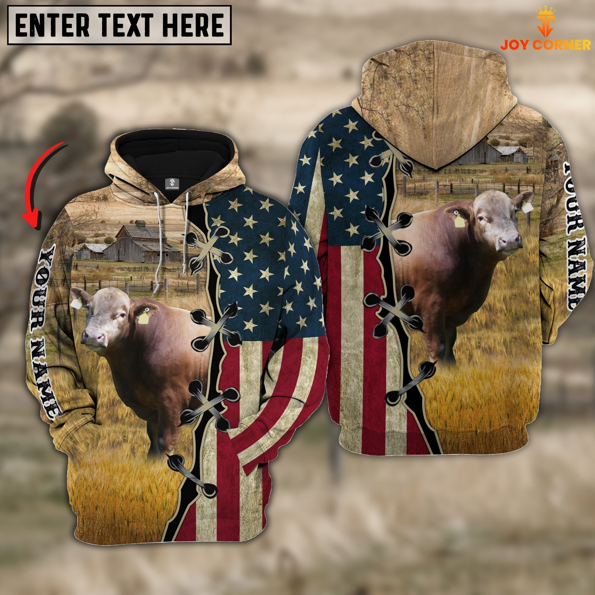 Beefalo On Farms Custom Name American Flag 3D Shirt