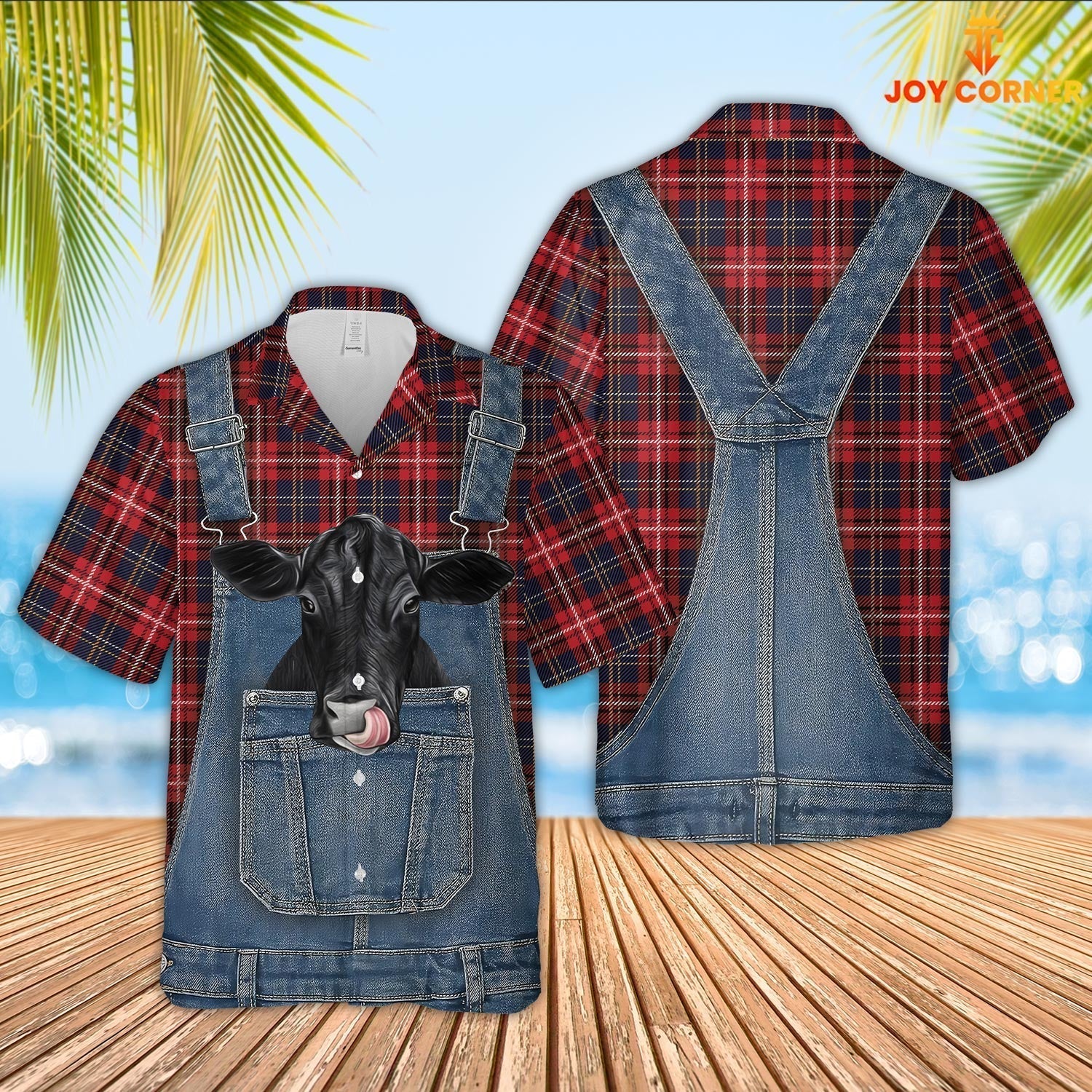 Unique Black Angus Red Plaid Pattern 3D Shirts
