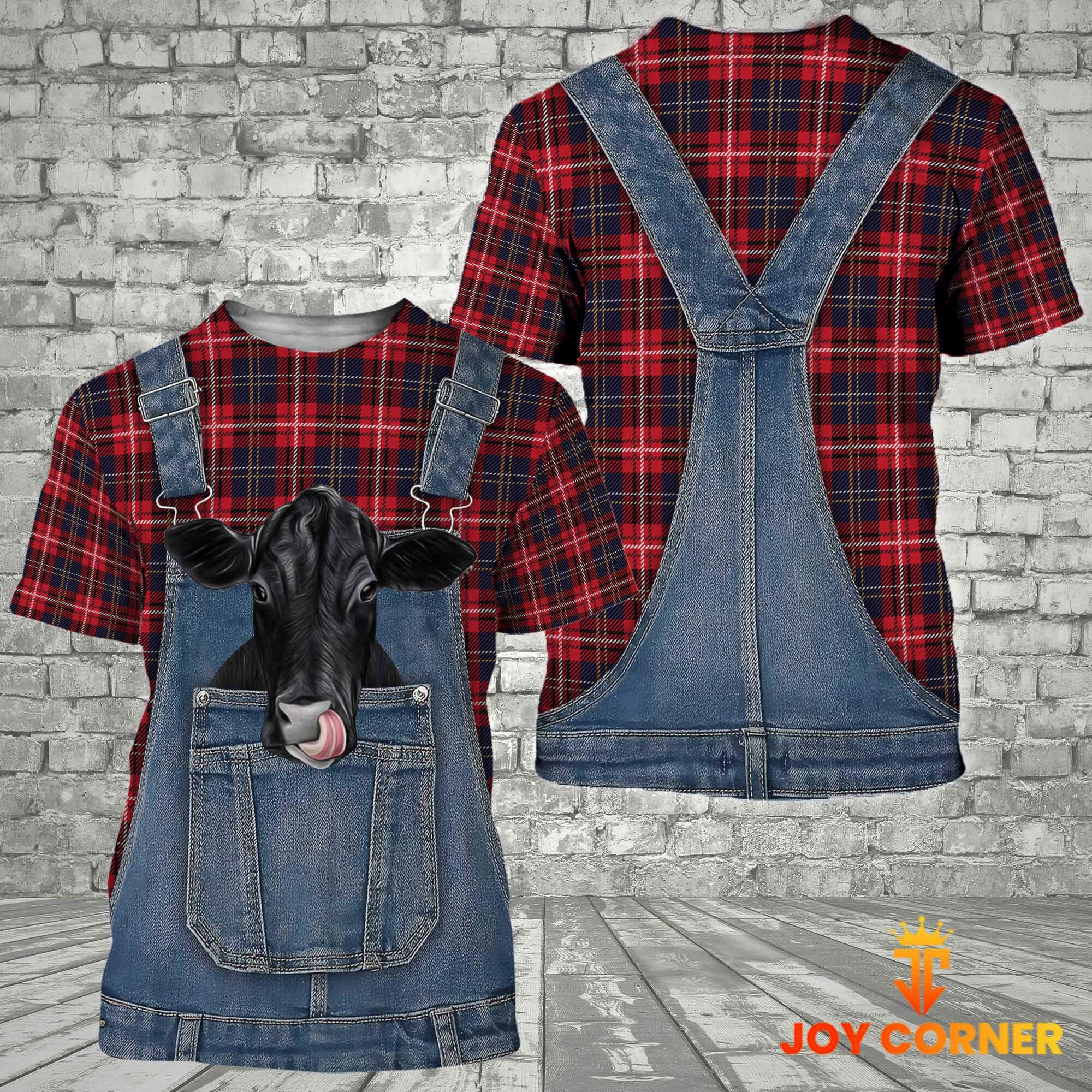 Unique Black Angus Red Plaid Pattern 3D Shirts