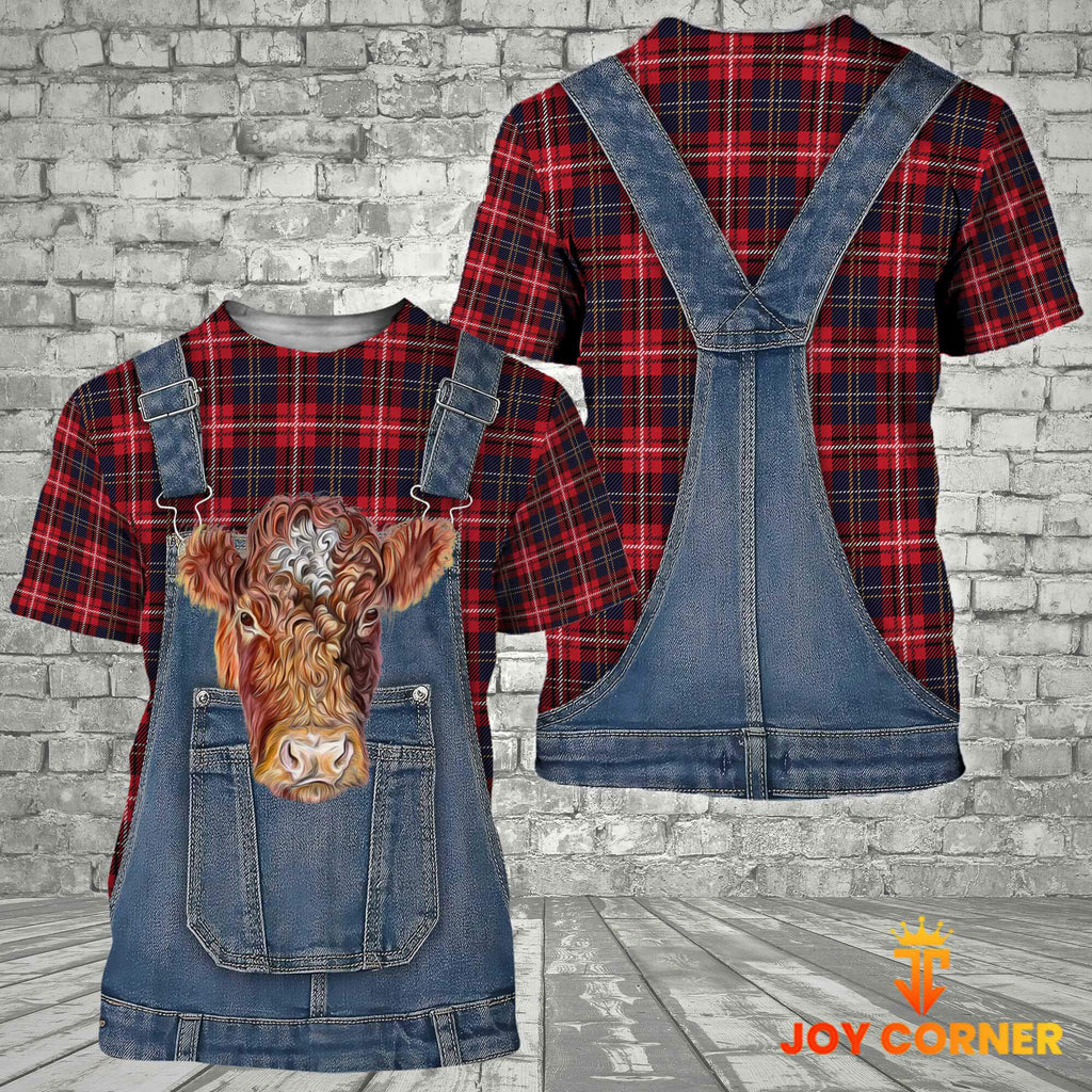 Unique Shorthorn Red Plaid Pattern 3D Shirts