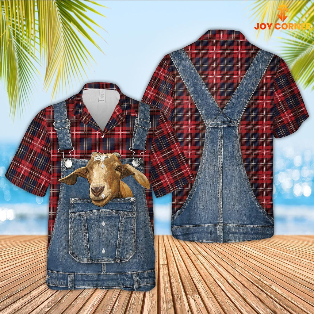 Unique Goat Red Plaid Pattern 3D Shirts