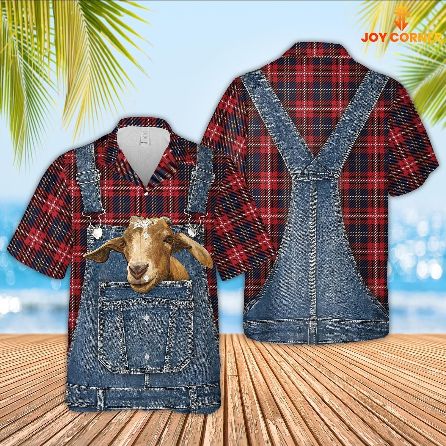 Unique Goat Red Plaid Pattern 3D Shirts