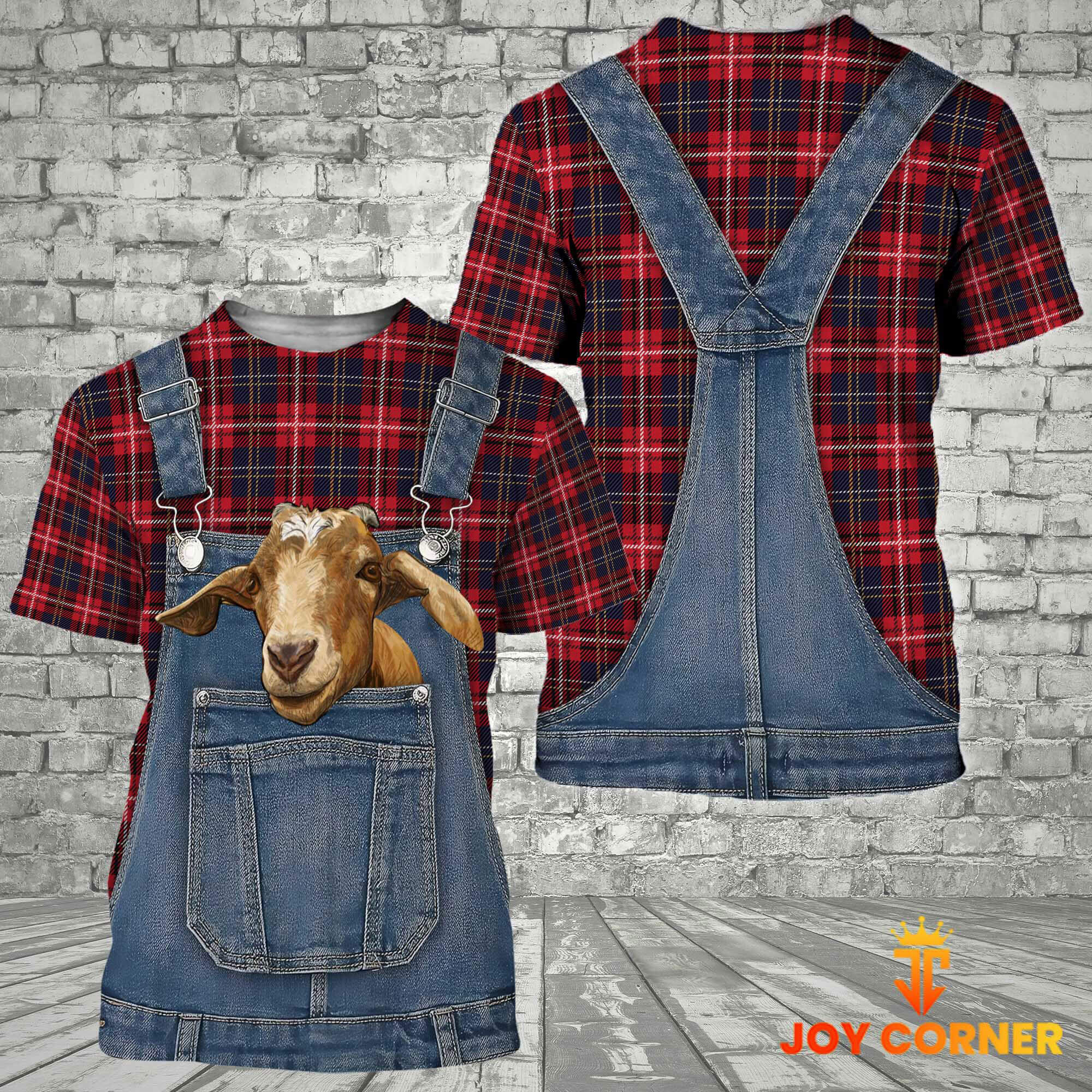 Unique Goat Red Plaid Pattern 3D Shirts