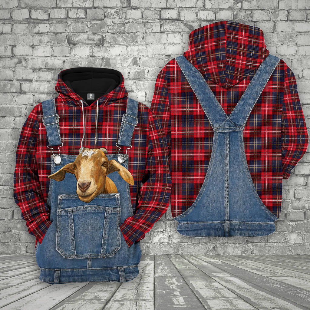 Unique Goat Red Plaid Pattern 3D Shirts