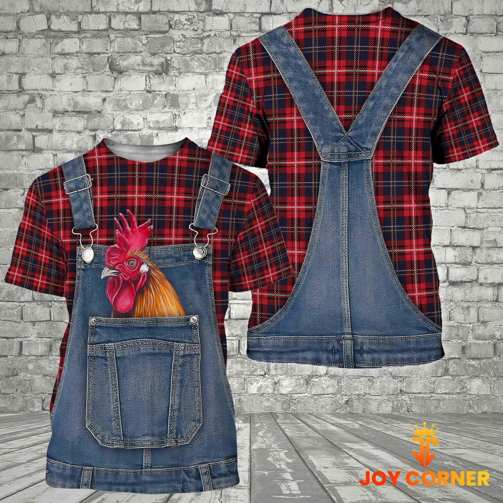 Unique Rooster Red Plaid Pattern 3D Shirts