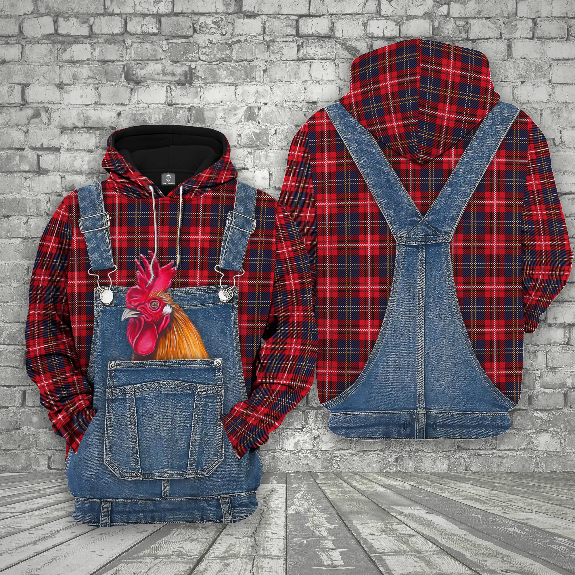 Unique Rooster Red Plaid Pattern 3D Shirts