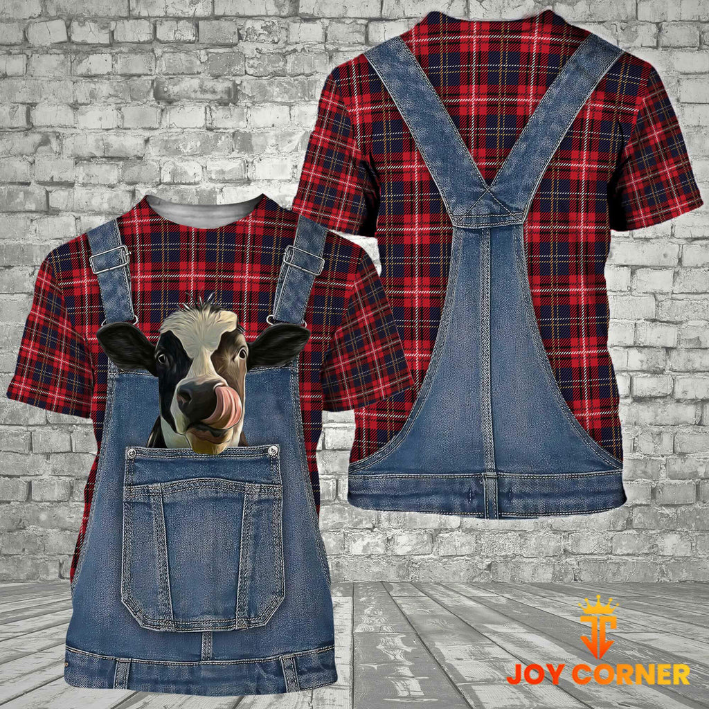 Unique Holstein Red Plaid Pattern 3D Shirts