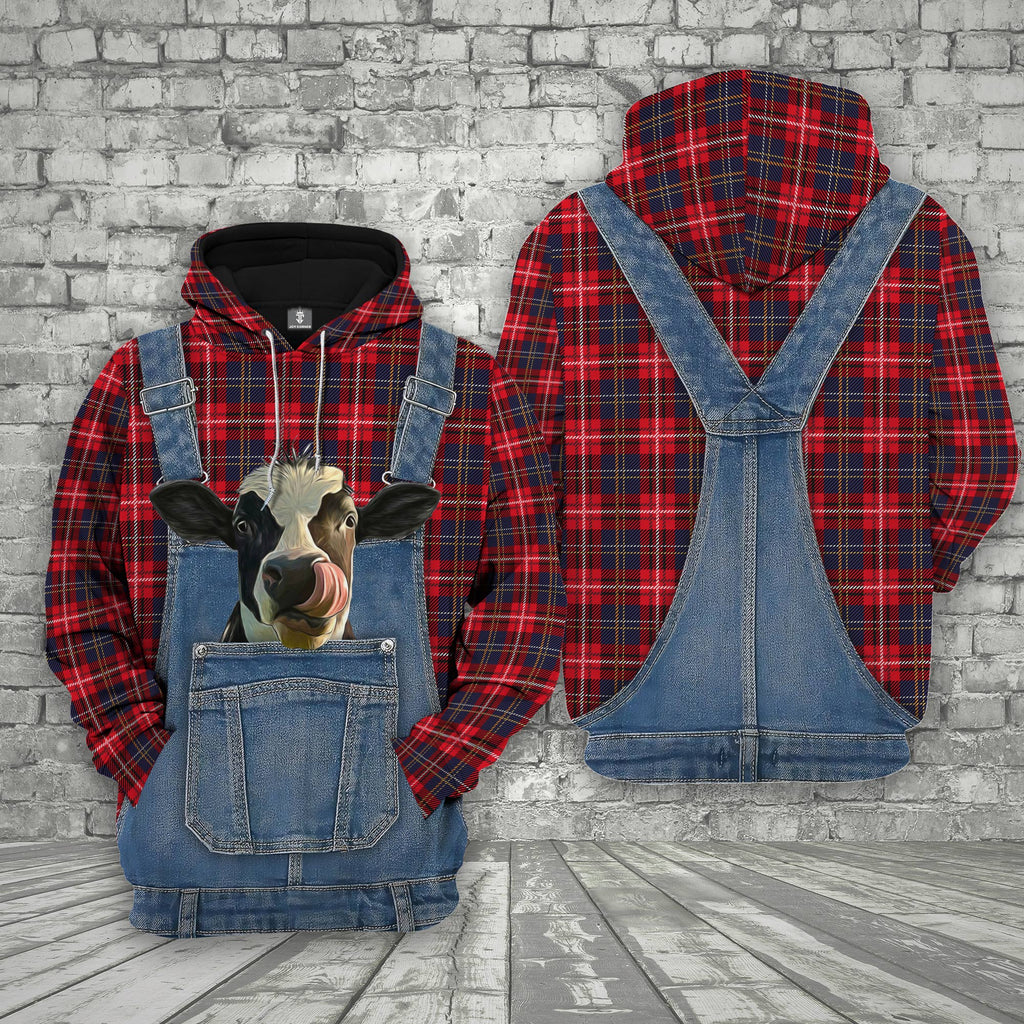 Unique Holstein Red Plaid Pattern 3D Shirts