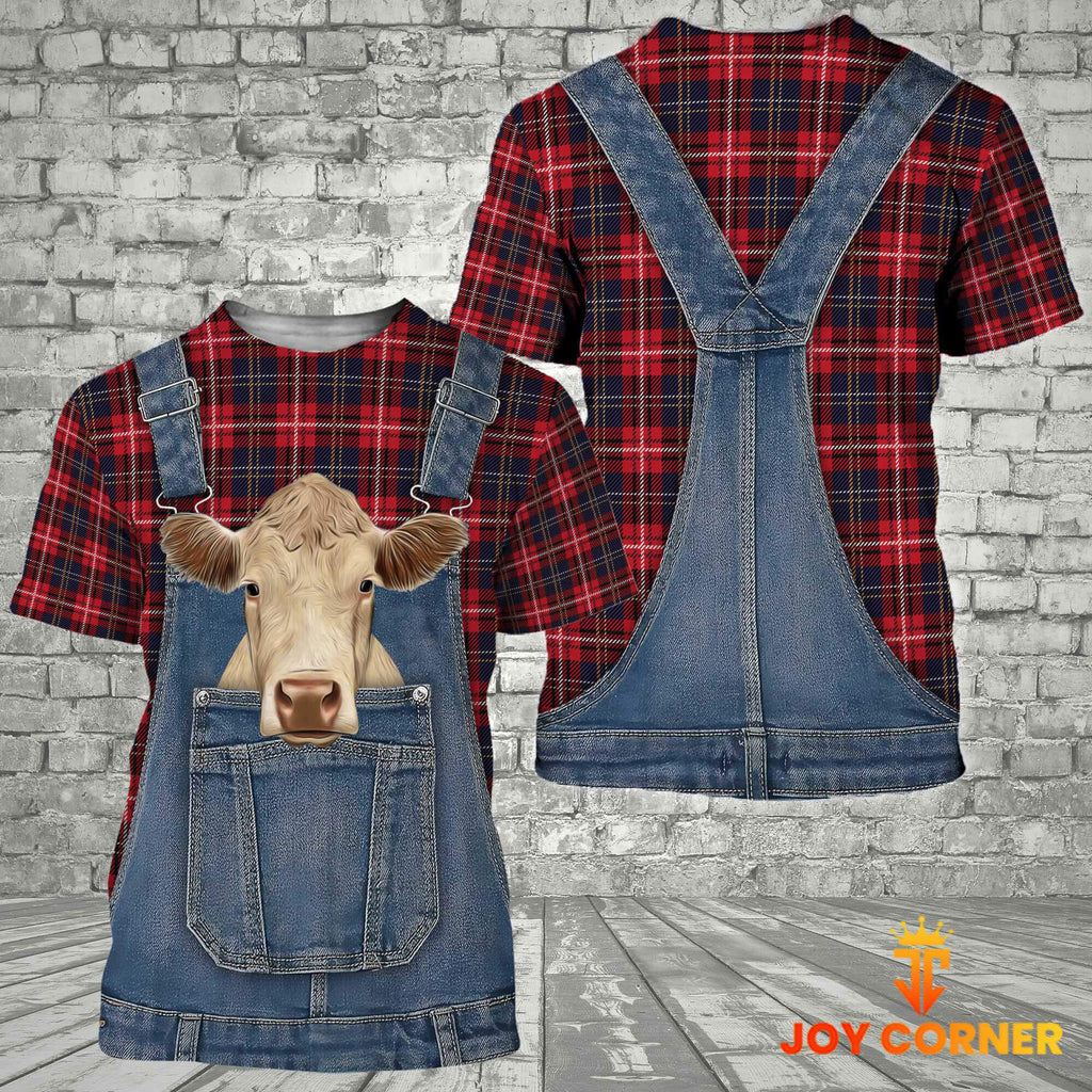 Unique Charolais Red Plaid Pattern 3D Shirts