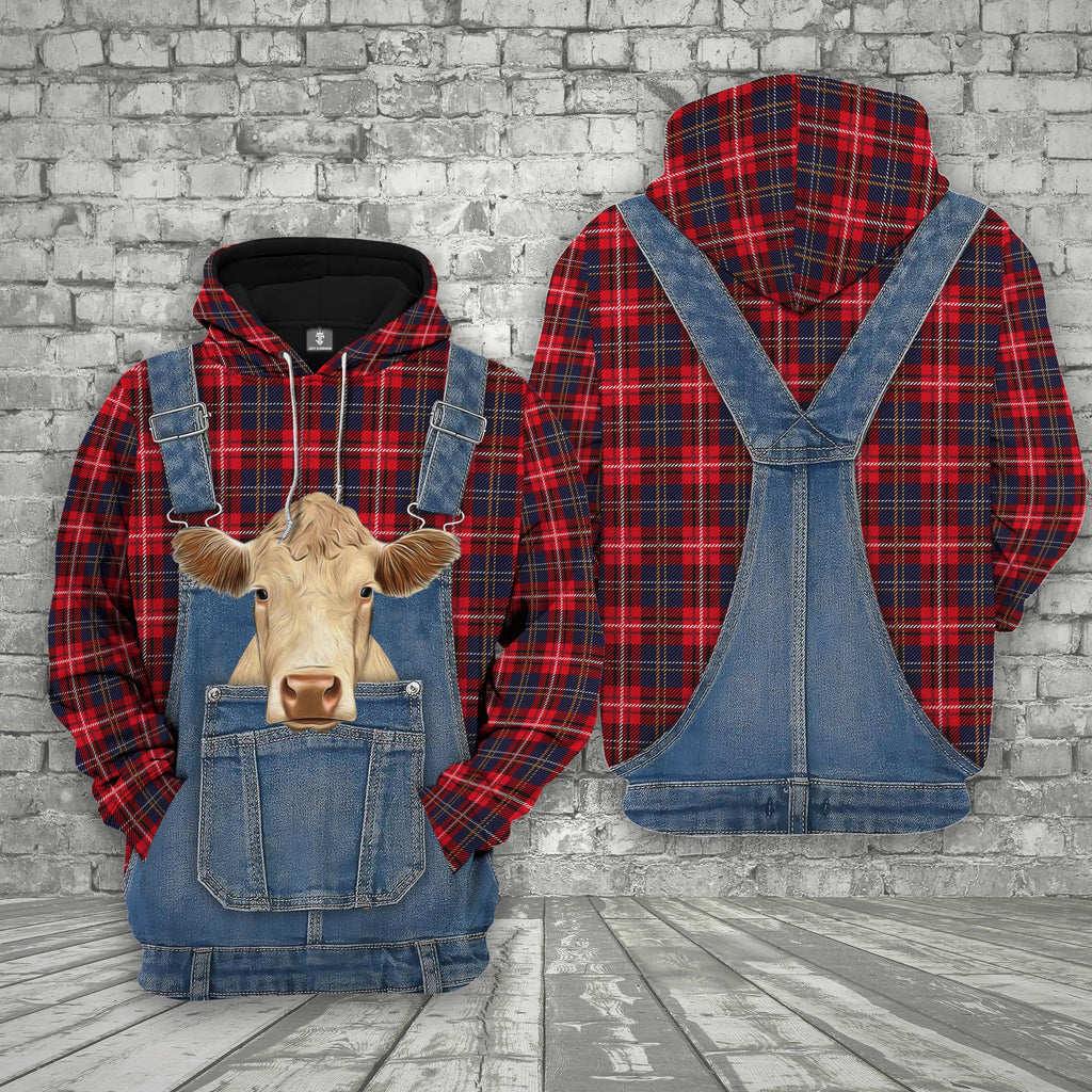 Unique Charolais Red Plaid Pattern 3D Shirts
