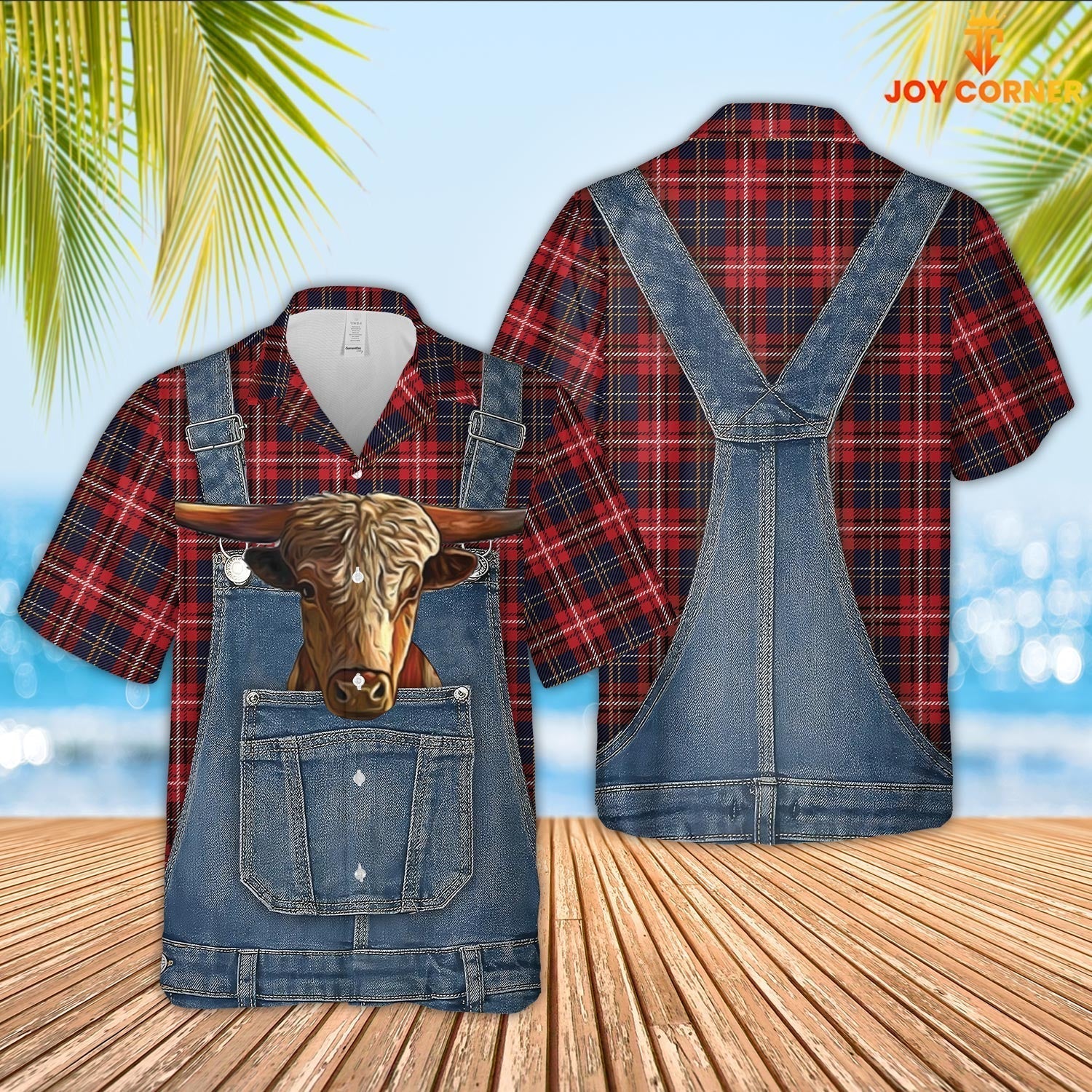 Unique Texas Longhorn Red Plaid Pattern 3D Shirts