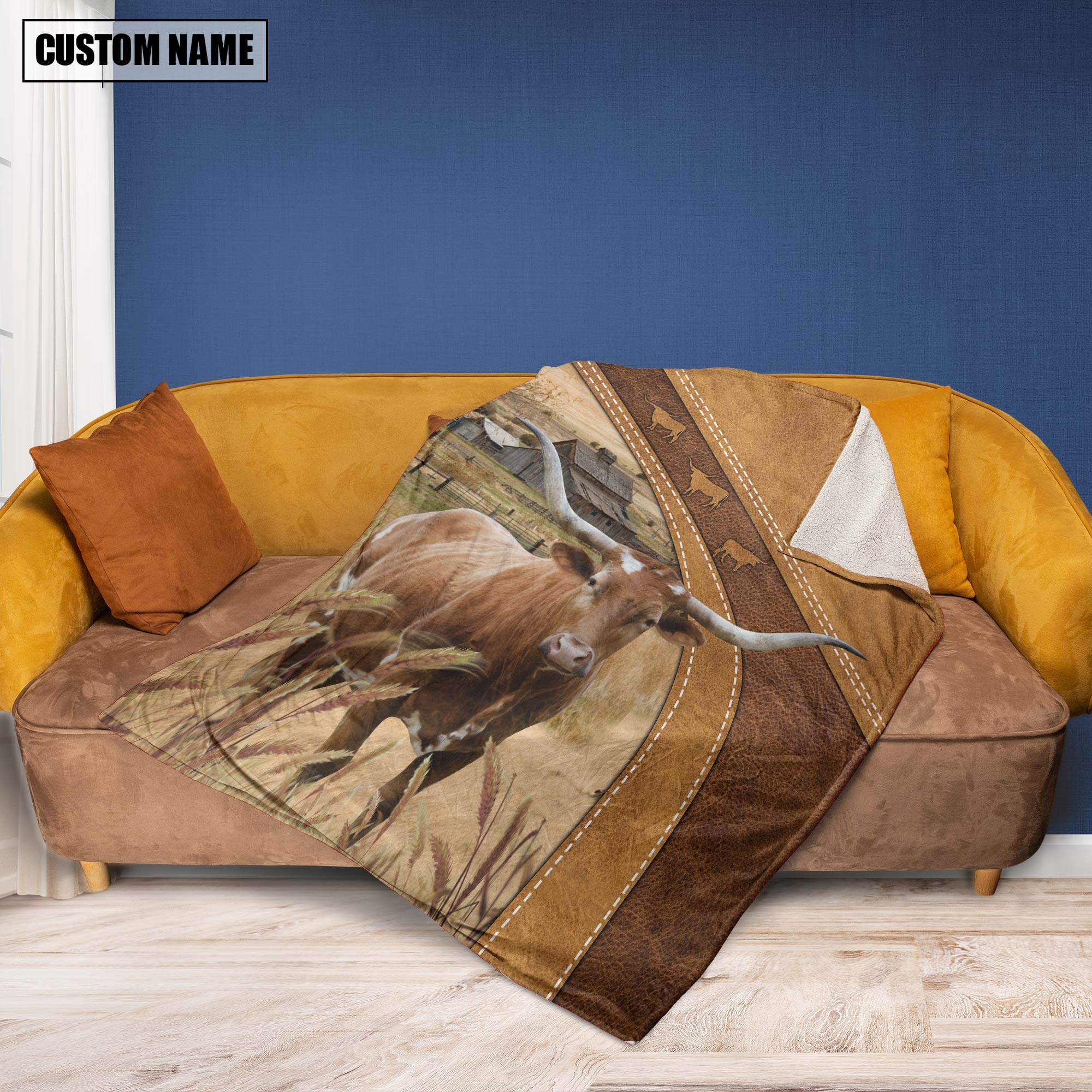 Texas Longhorn Custom Name Blanket Collection