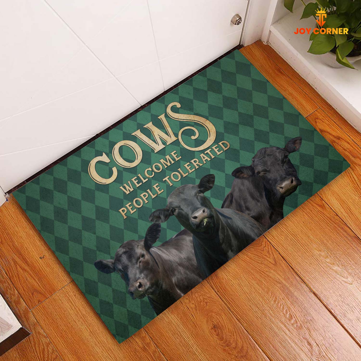 Black Angus Welcome People Tolerated Doormat