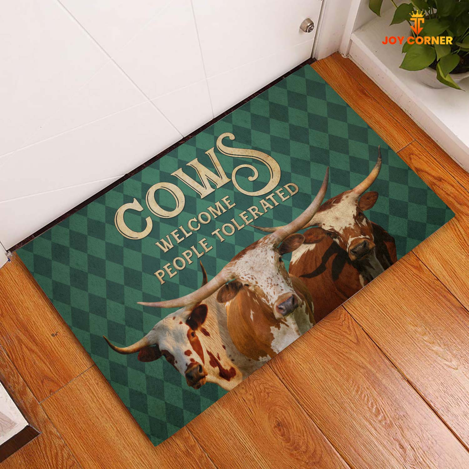 Texas Longhorn Welcome People Tolerated Doormat