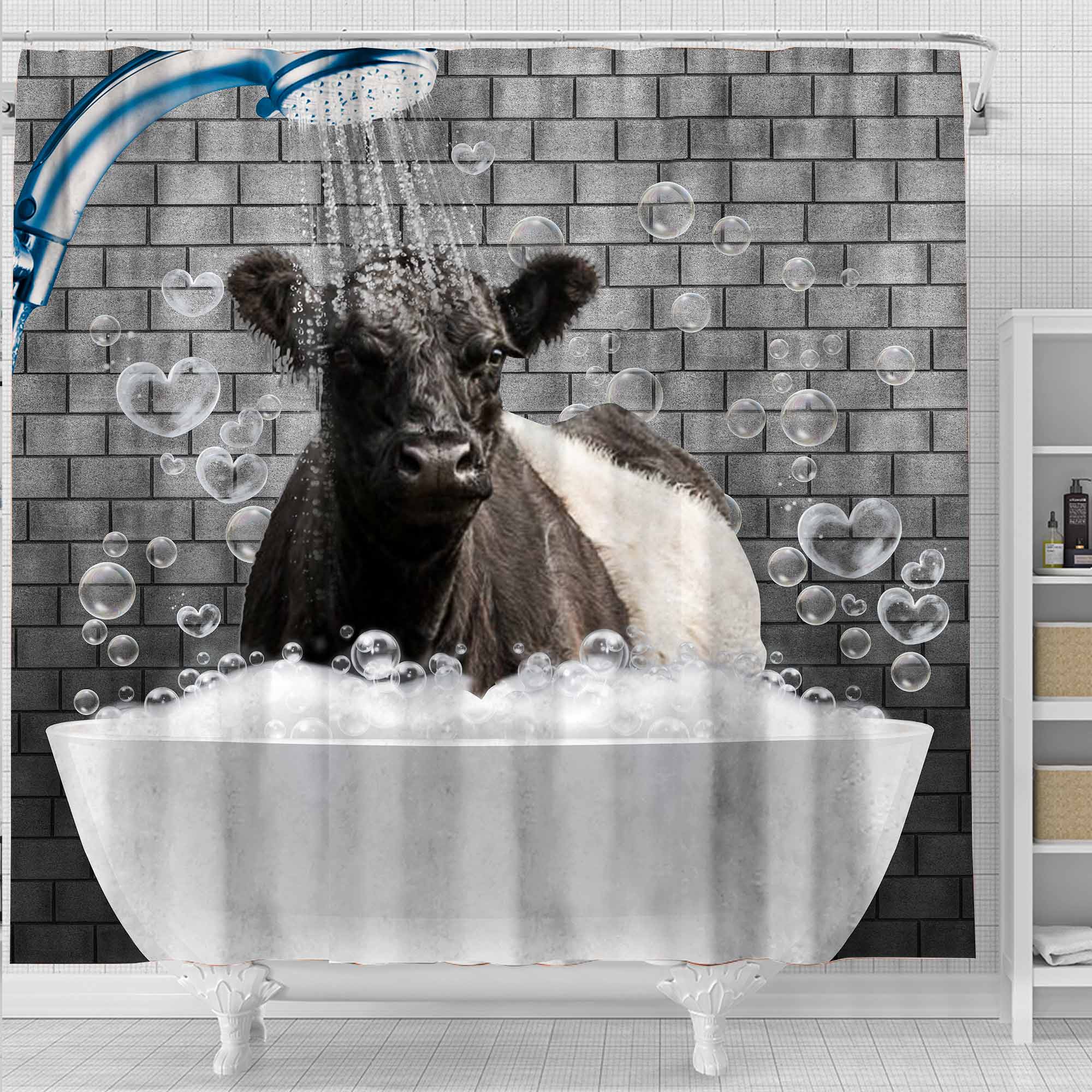 Belted Galloway Brick Wall 3D Shower Curtain