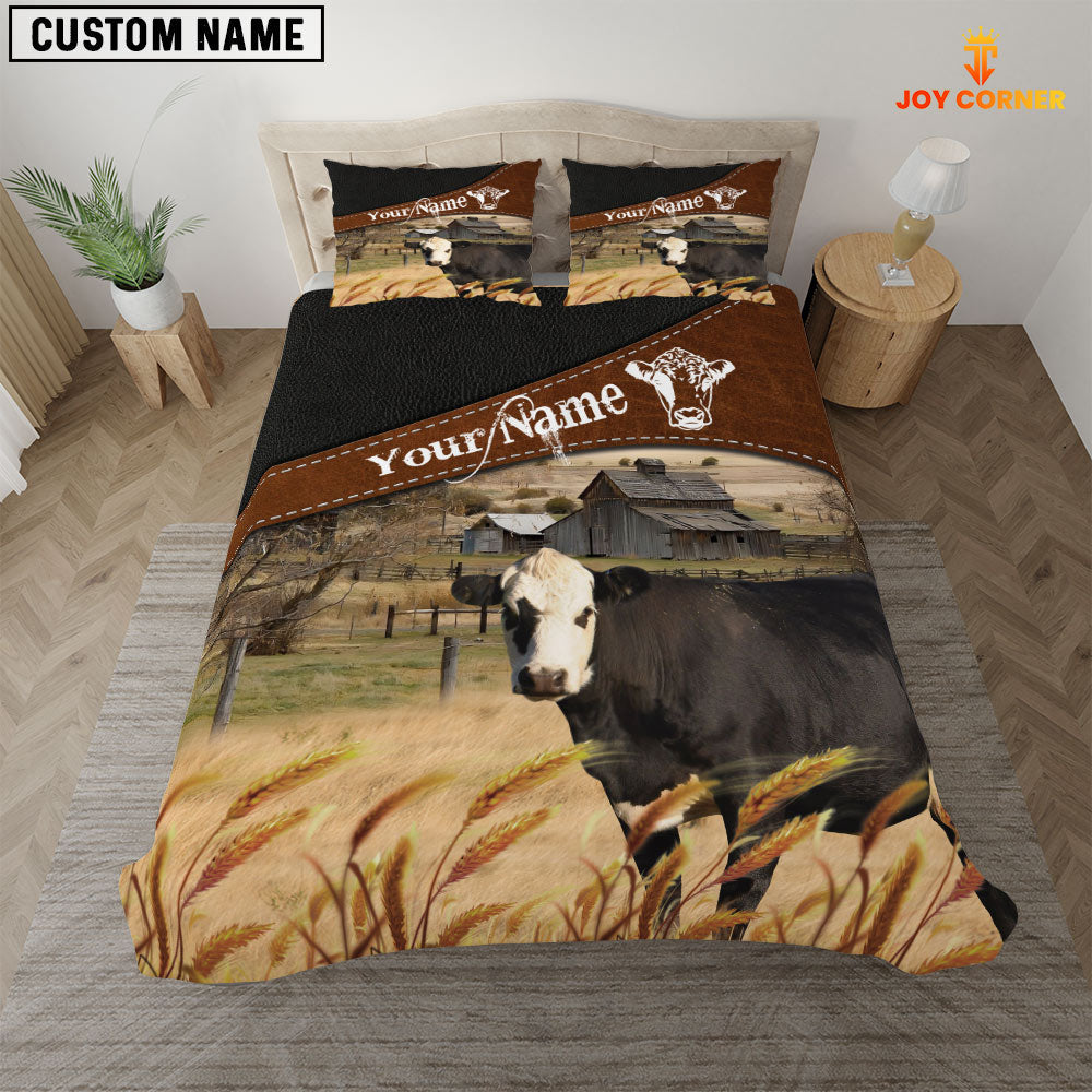 Black Hereford On The Field Customized Name 3D Bedding Set