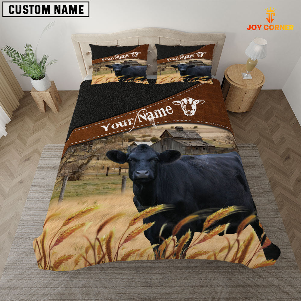Black Angus On The Field Customized Name 3D Bedding Set