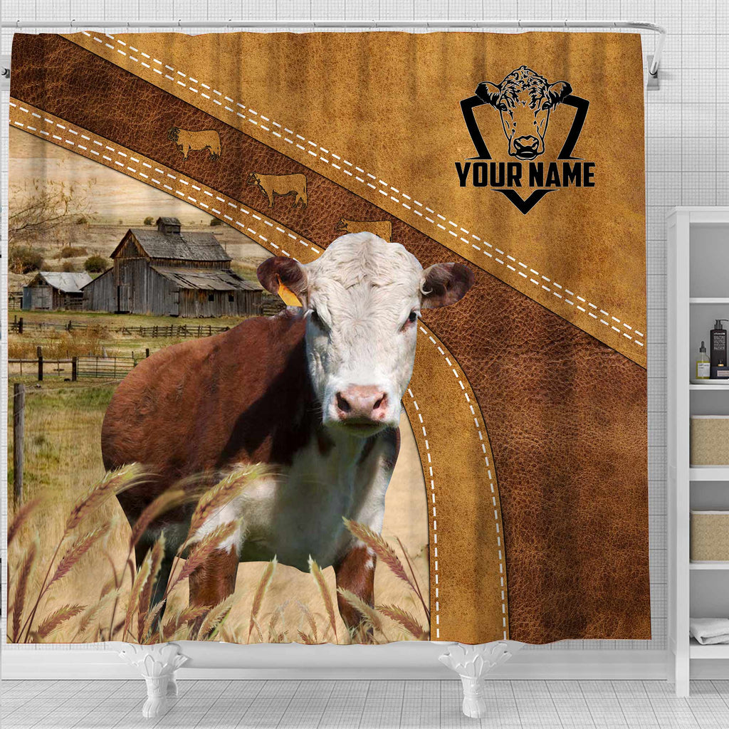 Custom Name Hereford Pattern Shower Curtain