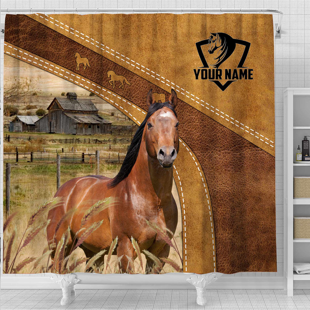 Custom Name Horse Pattern Shower Curtain