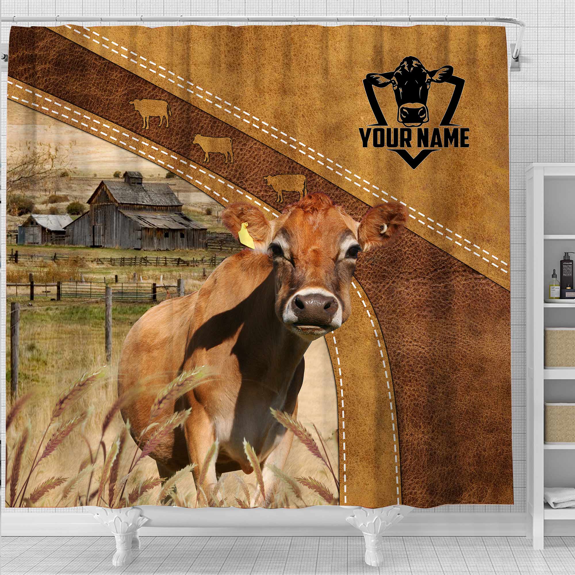 Custom Name Jersey Pattern Shower Curtain