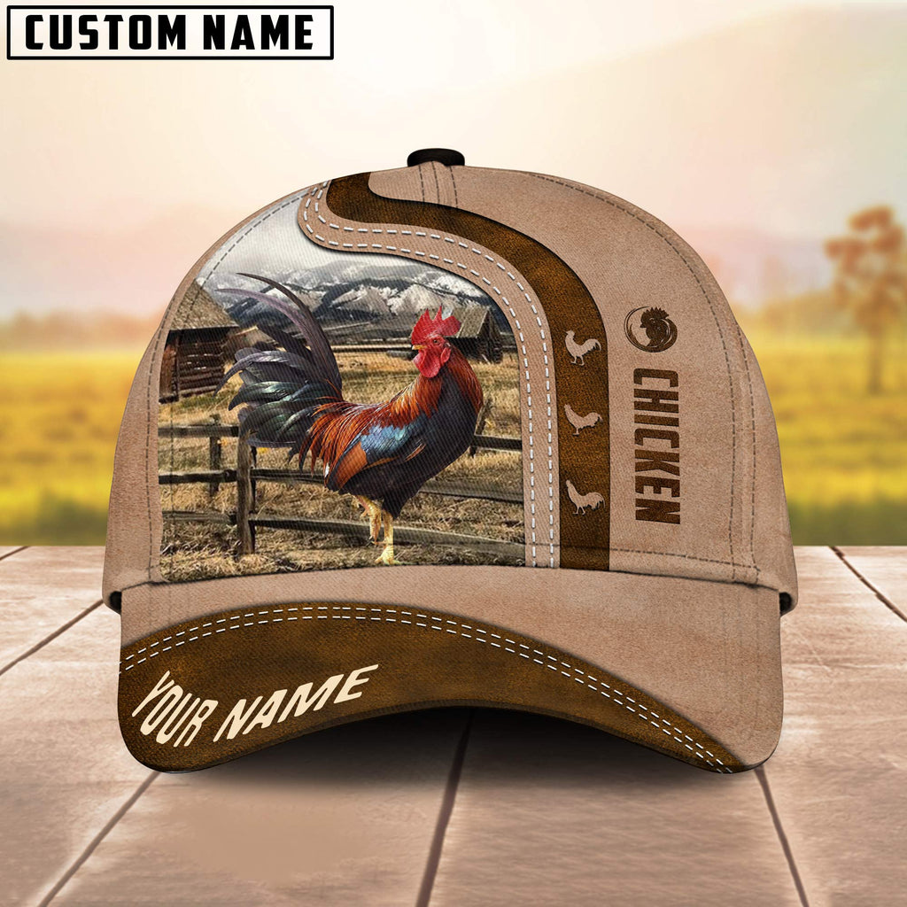 Chicken Custom Name Light Brown Cap