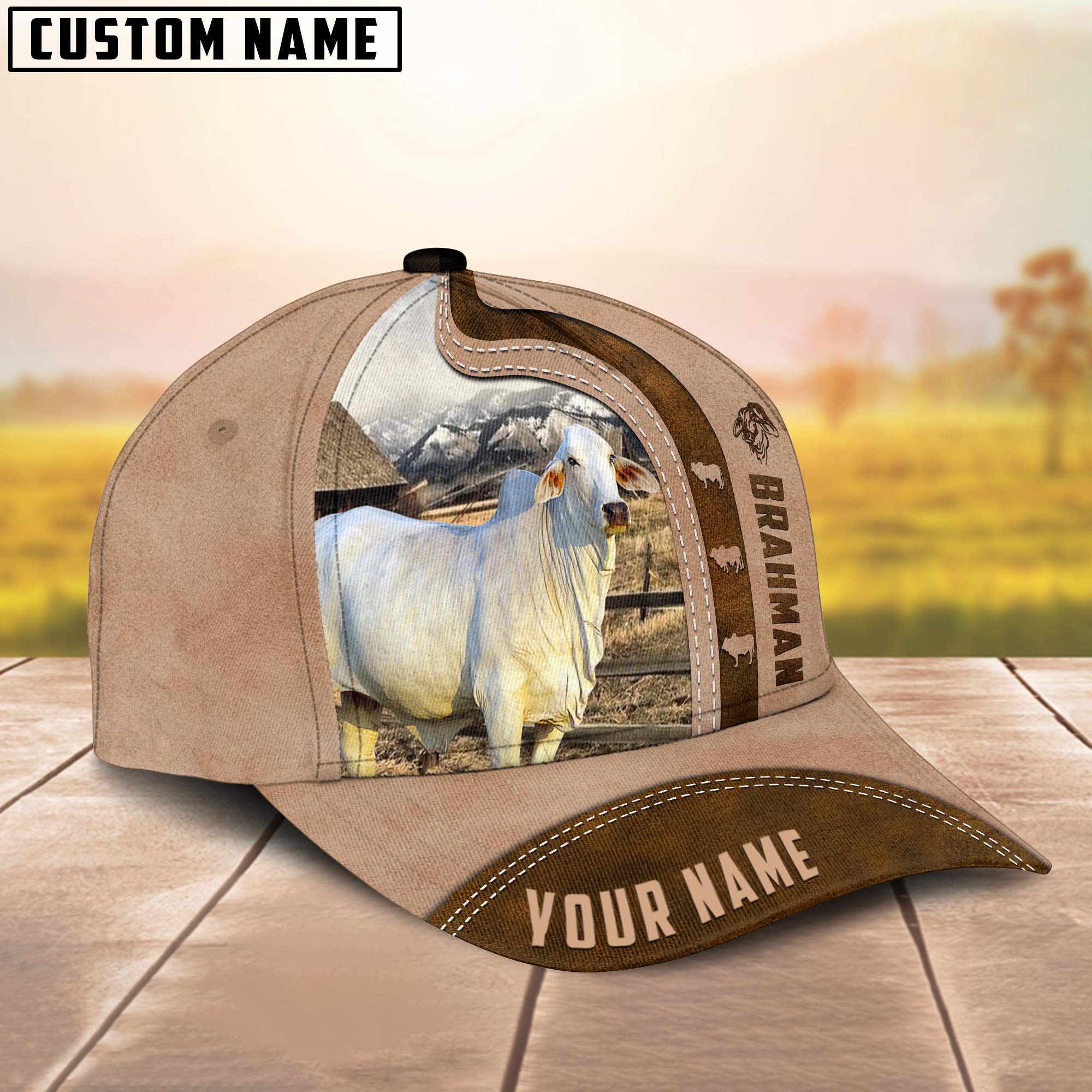 Brahman Custom Name Light Brown Cap