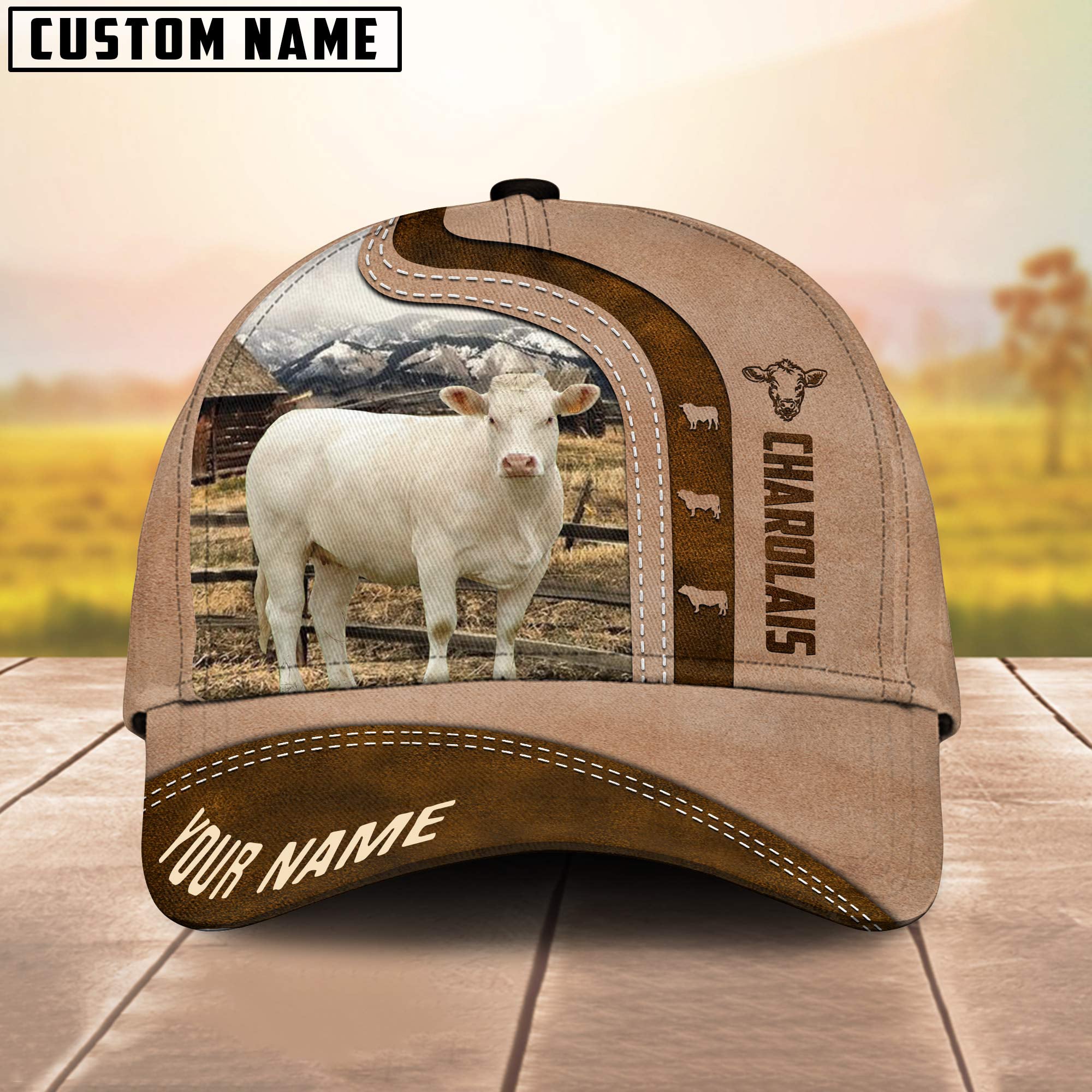 Charolais Custom Name Light Brown Cap