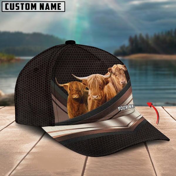 Happiness Highland Customized Name Brown 3D Classic Cap