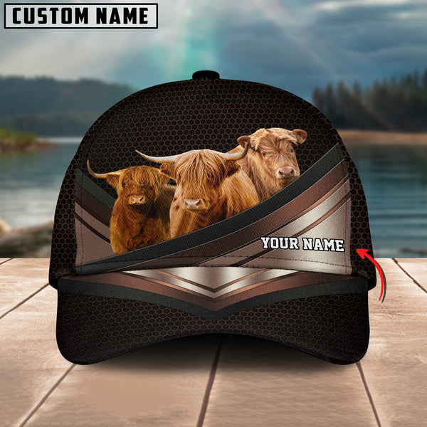 Happiness Highland Customized Name Brown 3D Classic Cap