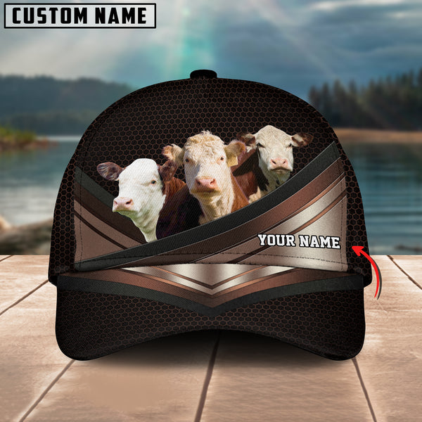 Happiness Hereford Customized Name Brown 3D Classic Cap